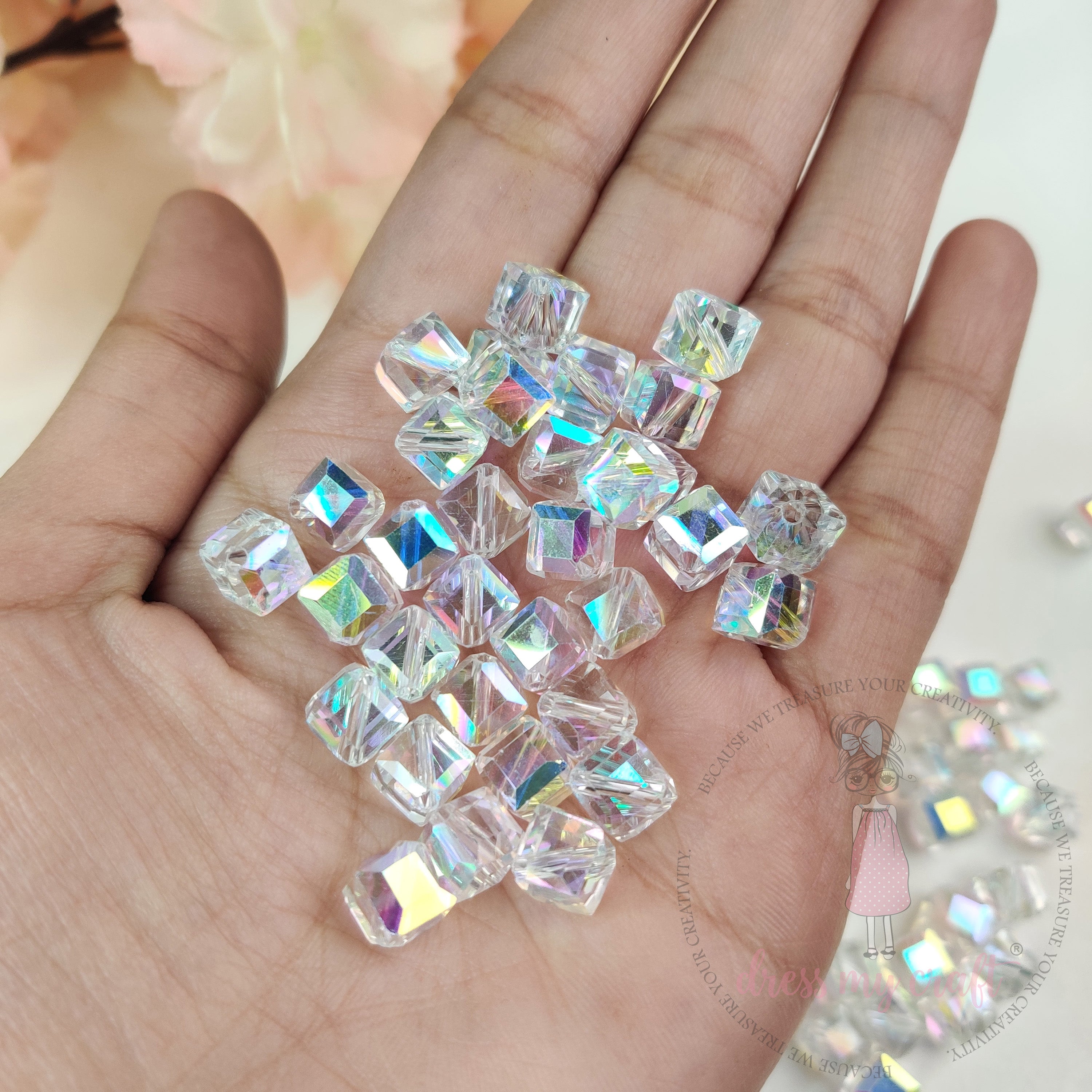 Crystal Clear Cube Beads
