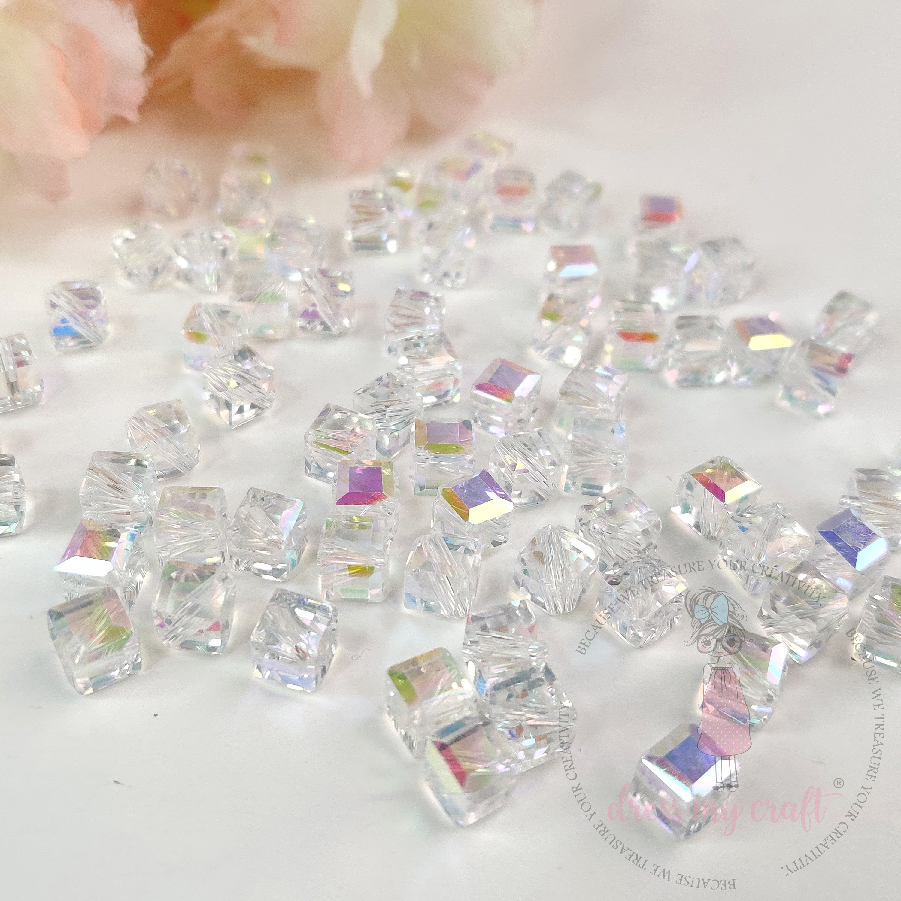 Crystal Clear Cube Beads