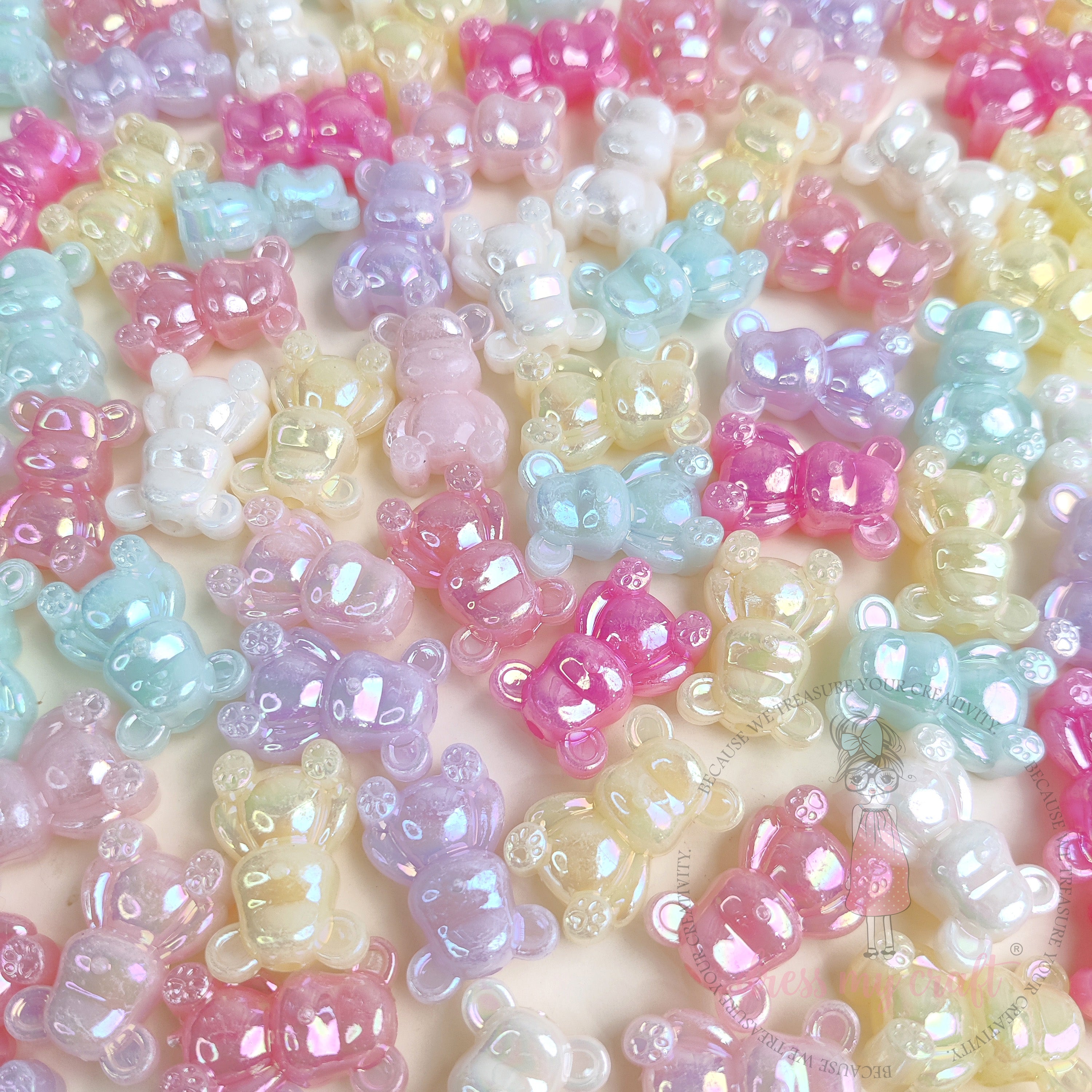 Holographic Teddy Bear Beads