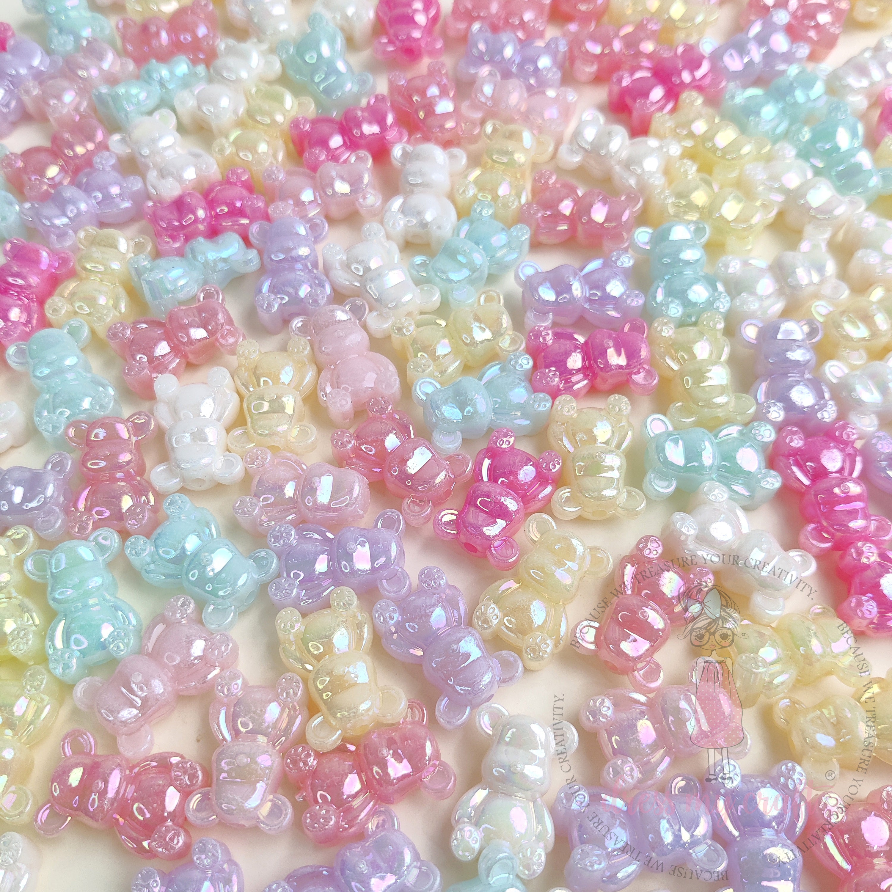 Holographic Teddy Bear Beads