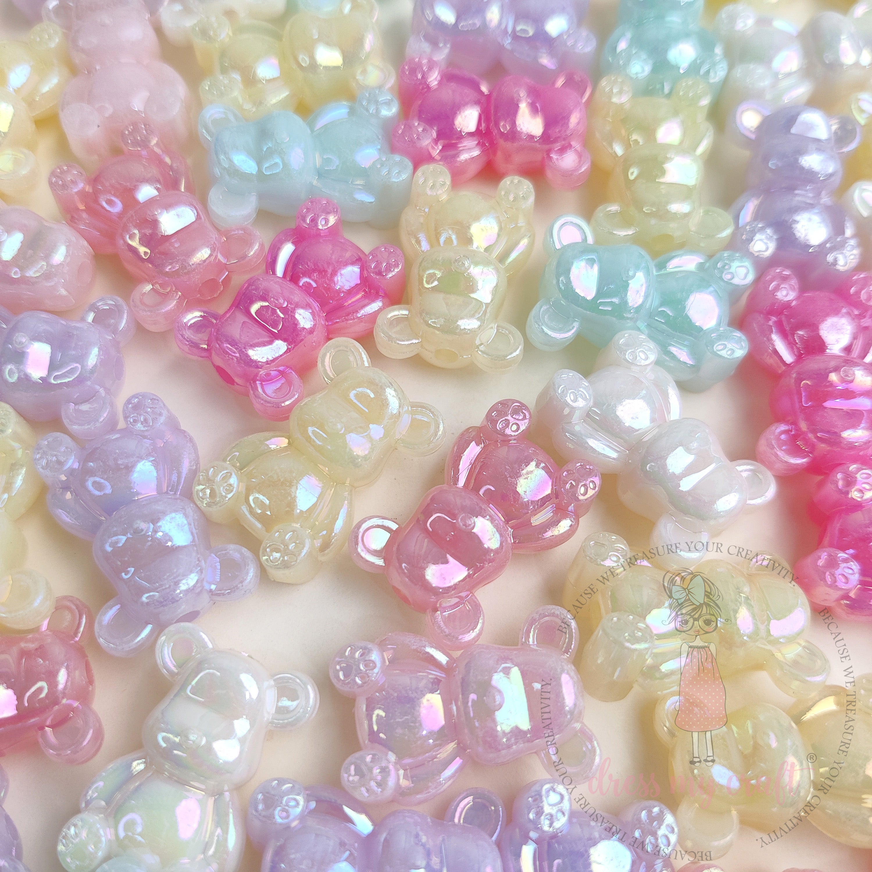 Holographic Teddy Bear Beads