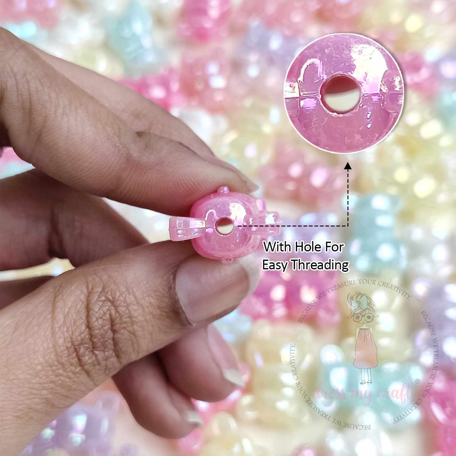 Holographic Teddy Bear Beads