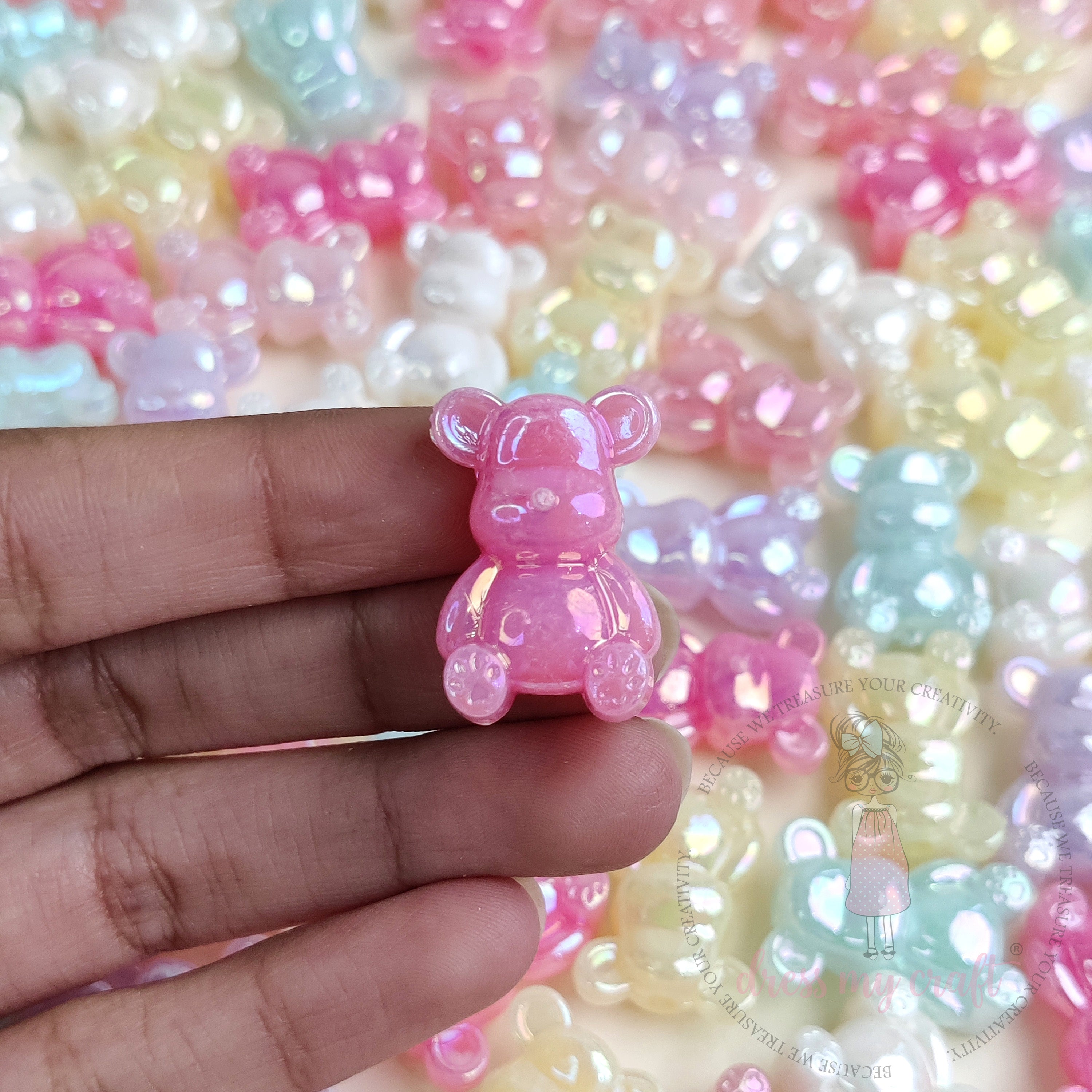 Holographic Teddy Bear Beads