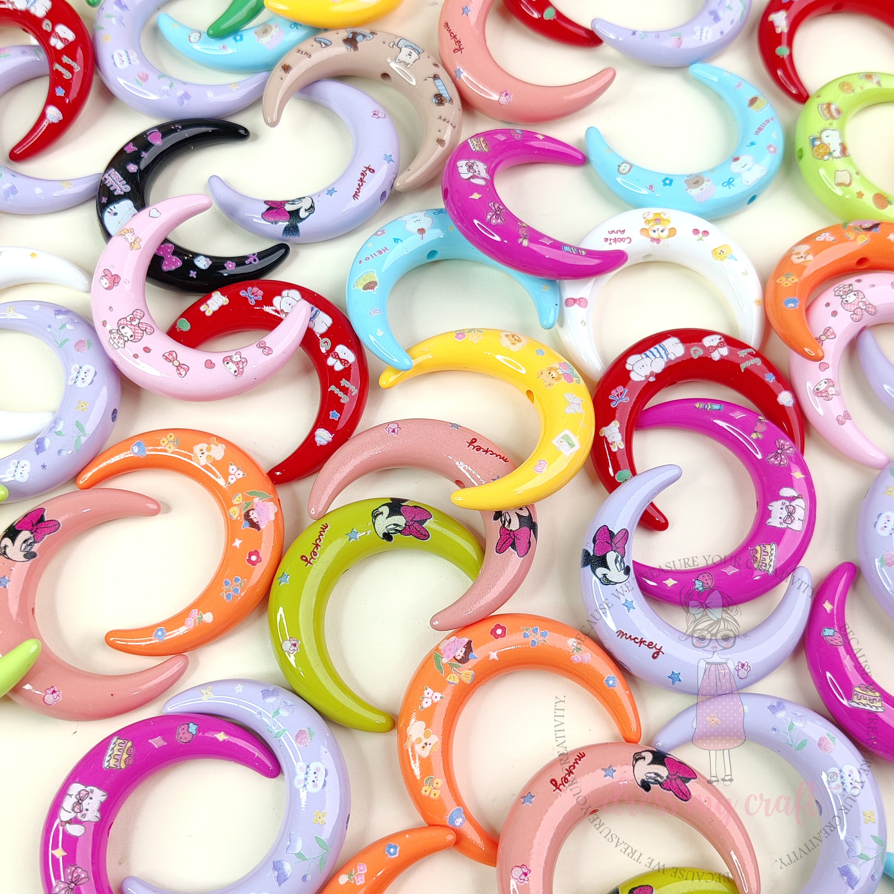 Kawaii Painted Moon Beads