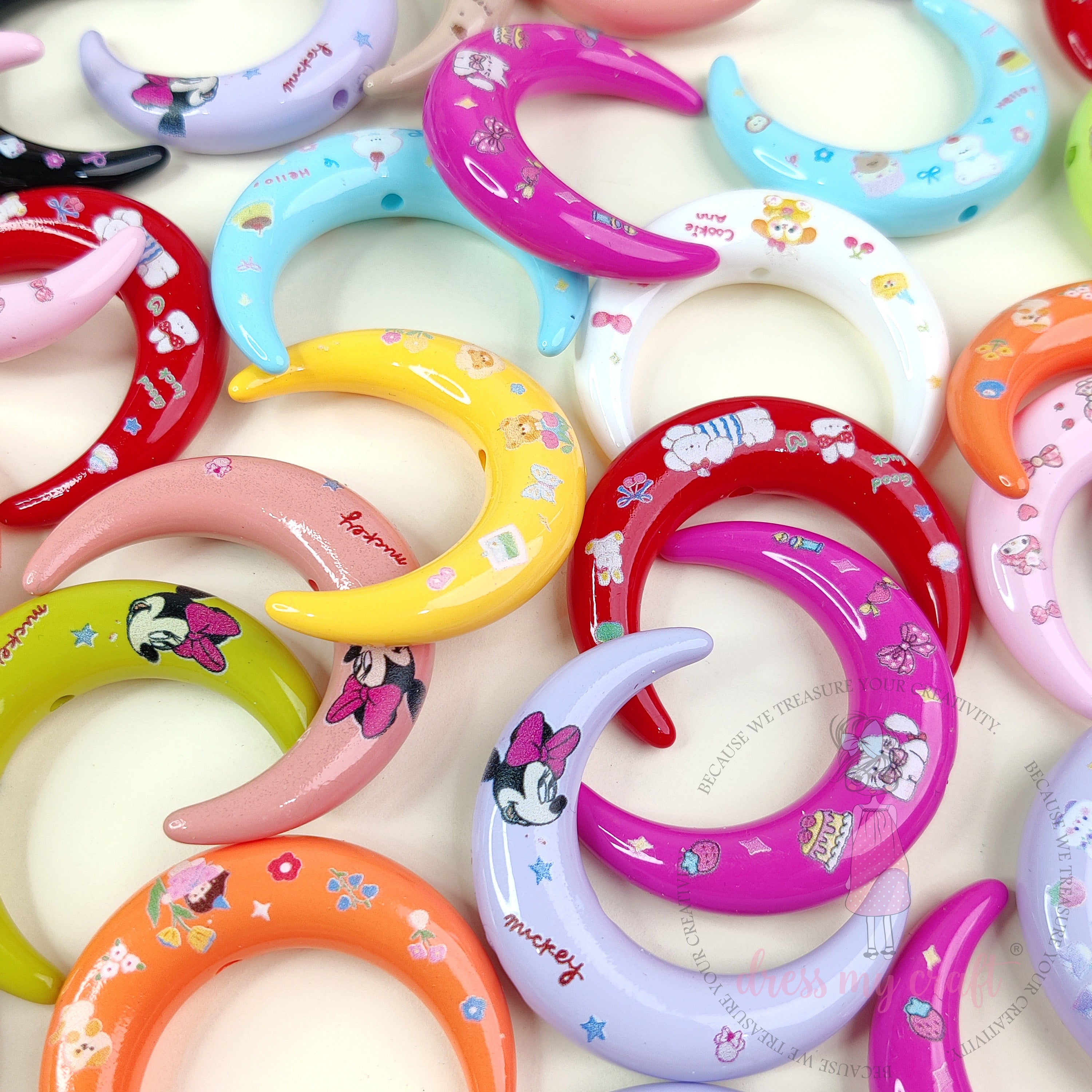Kawaii Painted Moon Beads