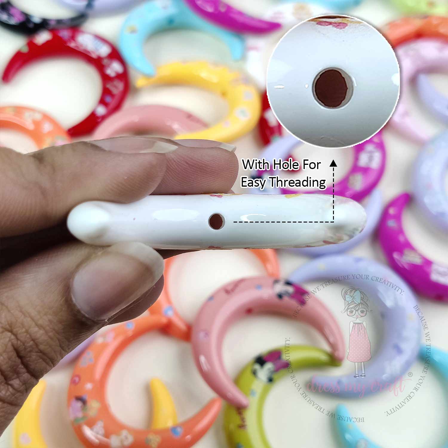 Kawaii Painted Moon Beads
