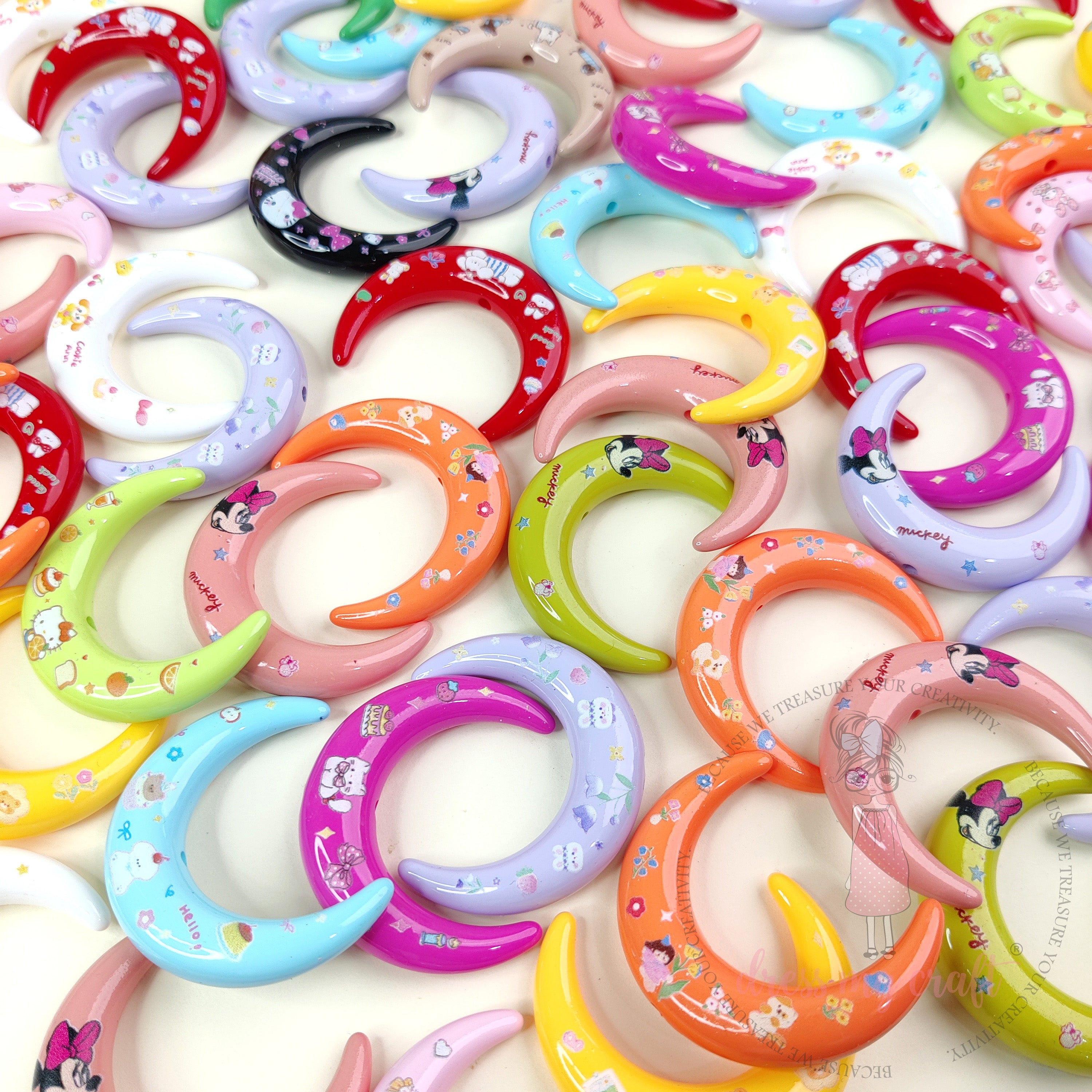 Kawaii Painted Moon Beads