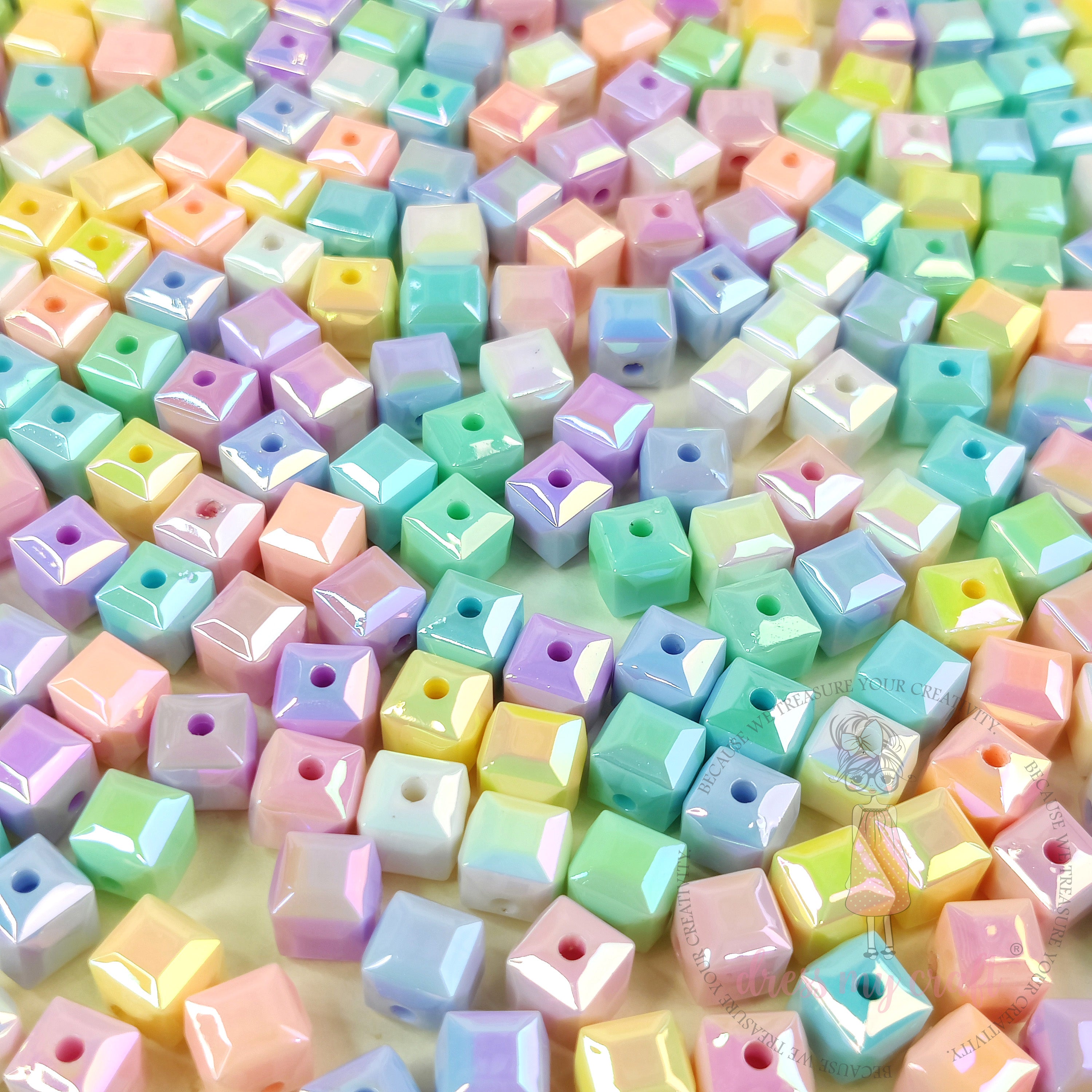 Dreamy Pastel Cube Beads