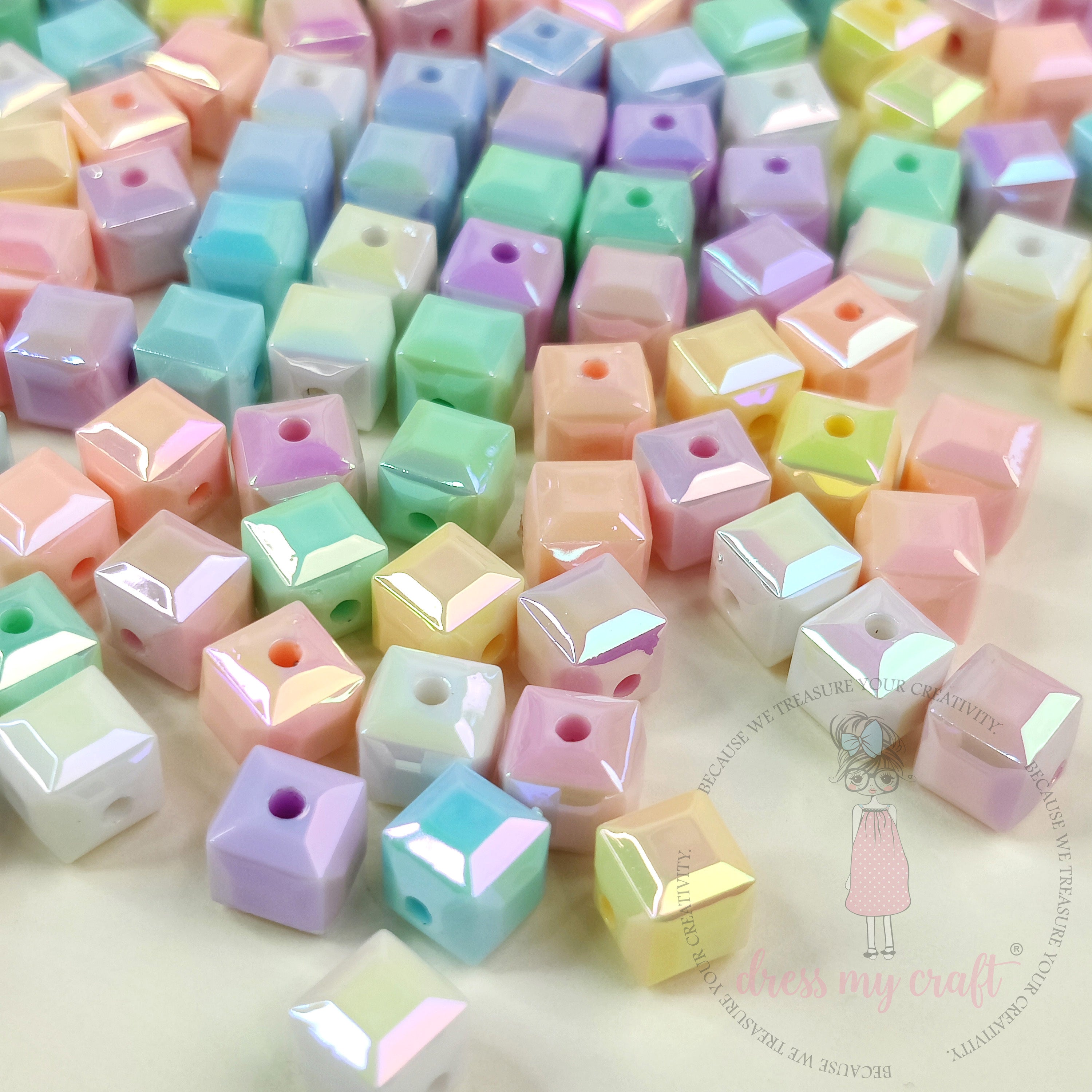 Dreamy Pastel Cube Beads