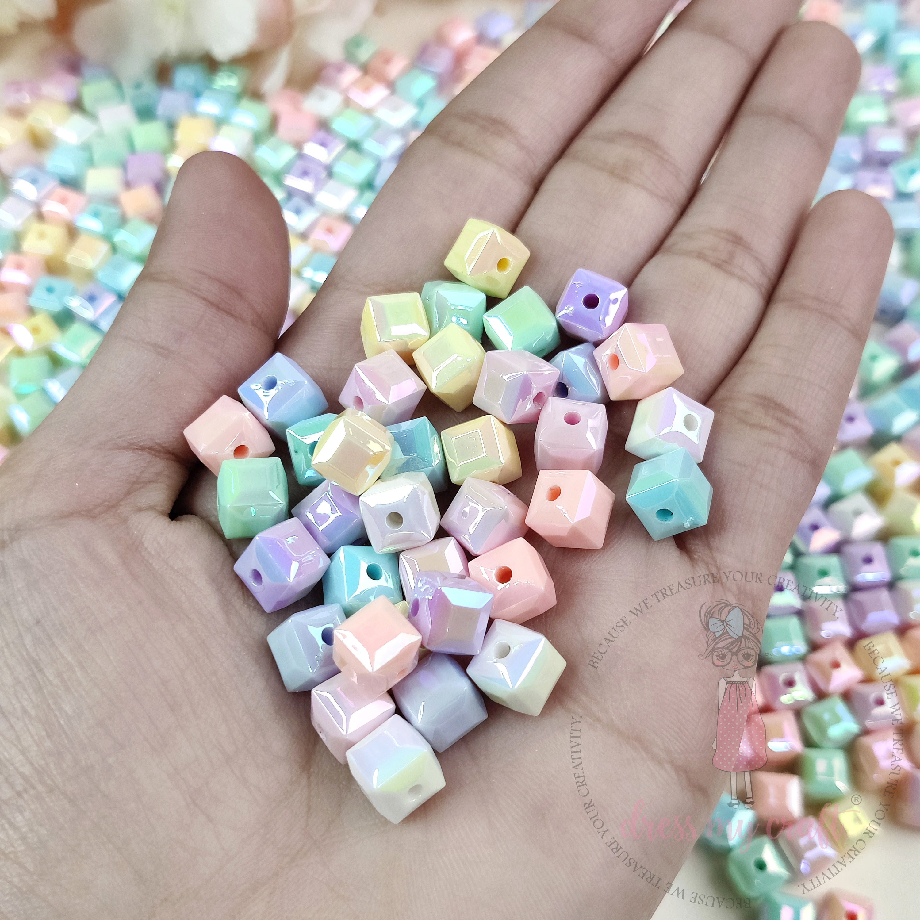 Dreamy Pastel Cube Beads