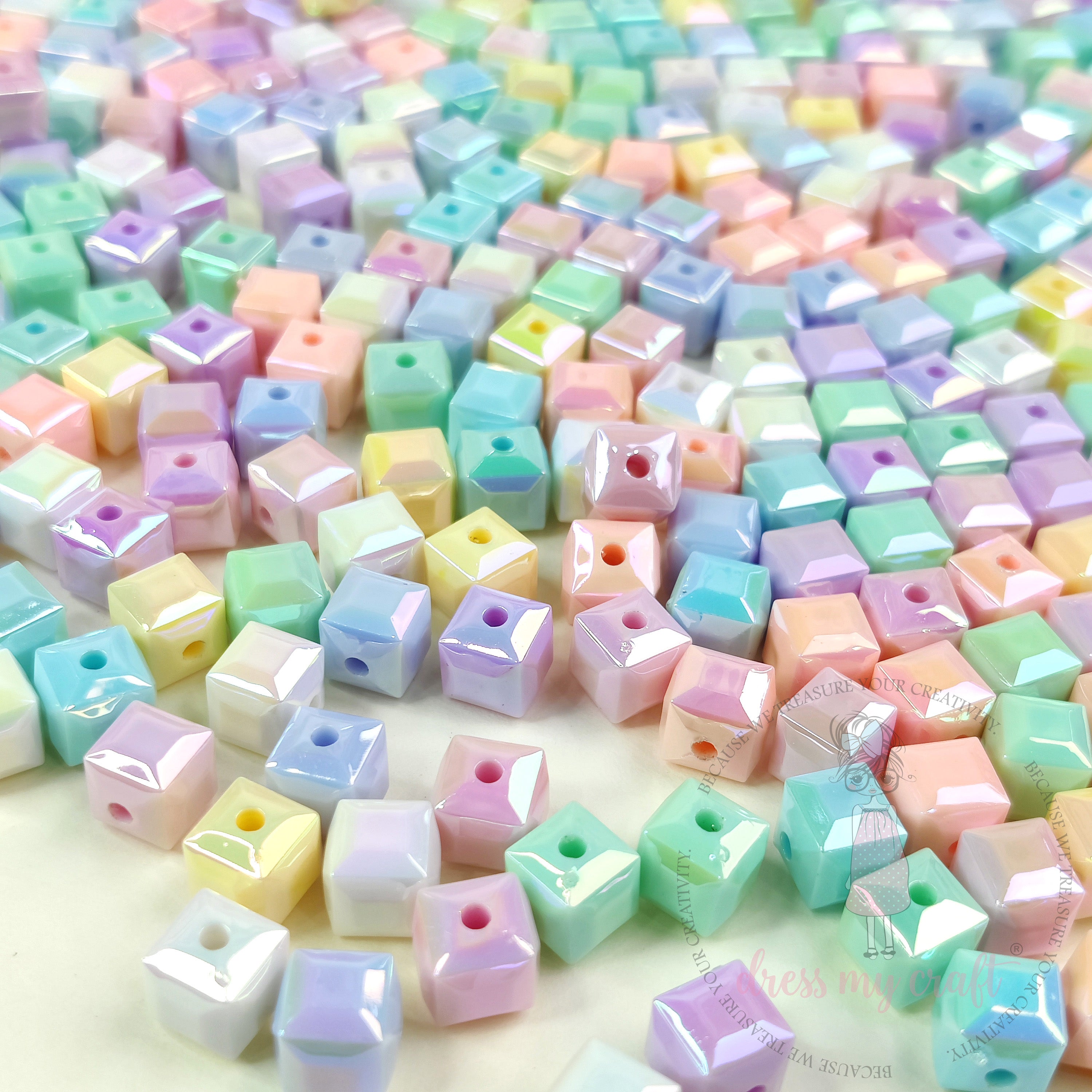 Dreamy Pastel Cube Beads