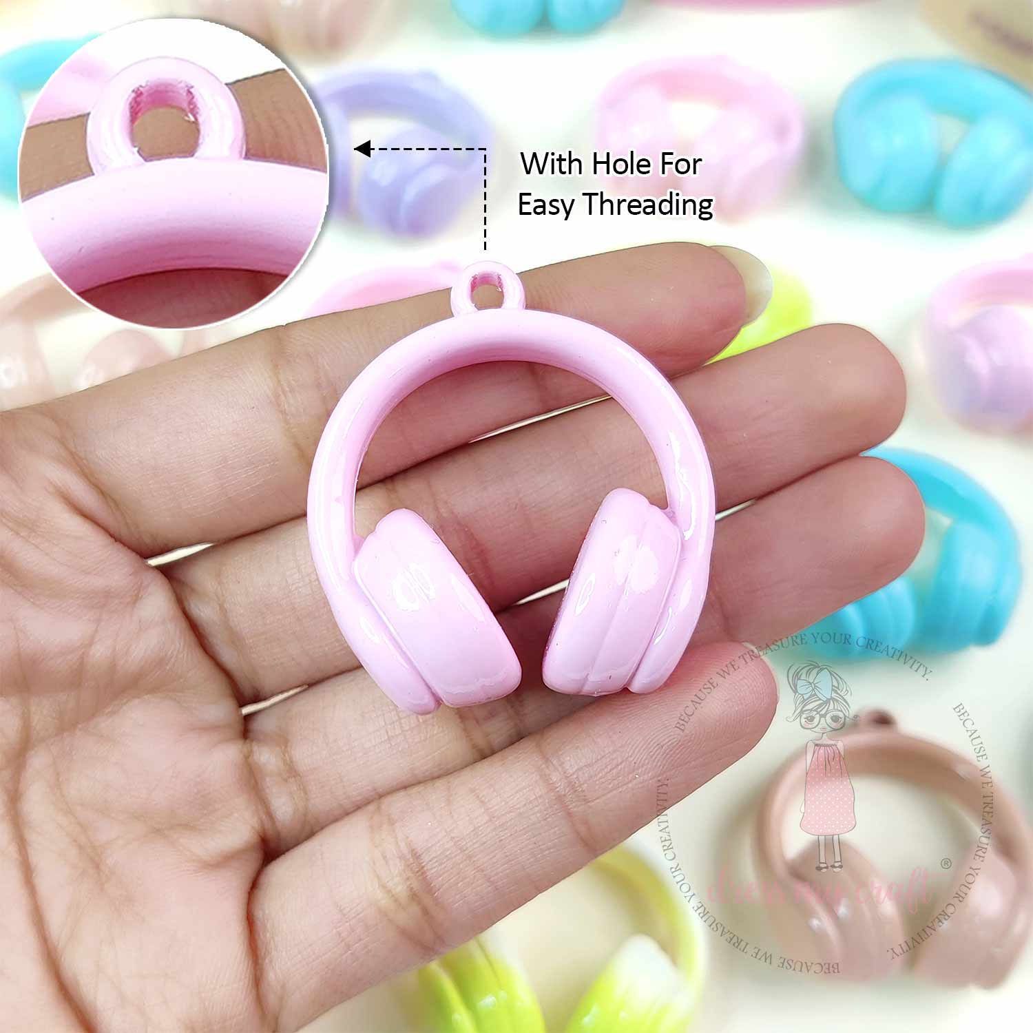 Pastel Headphone Charm with Hanging Loop