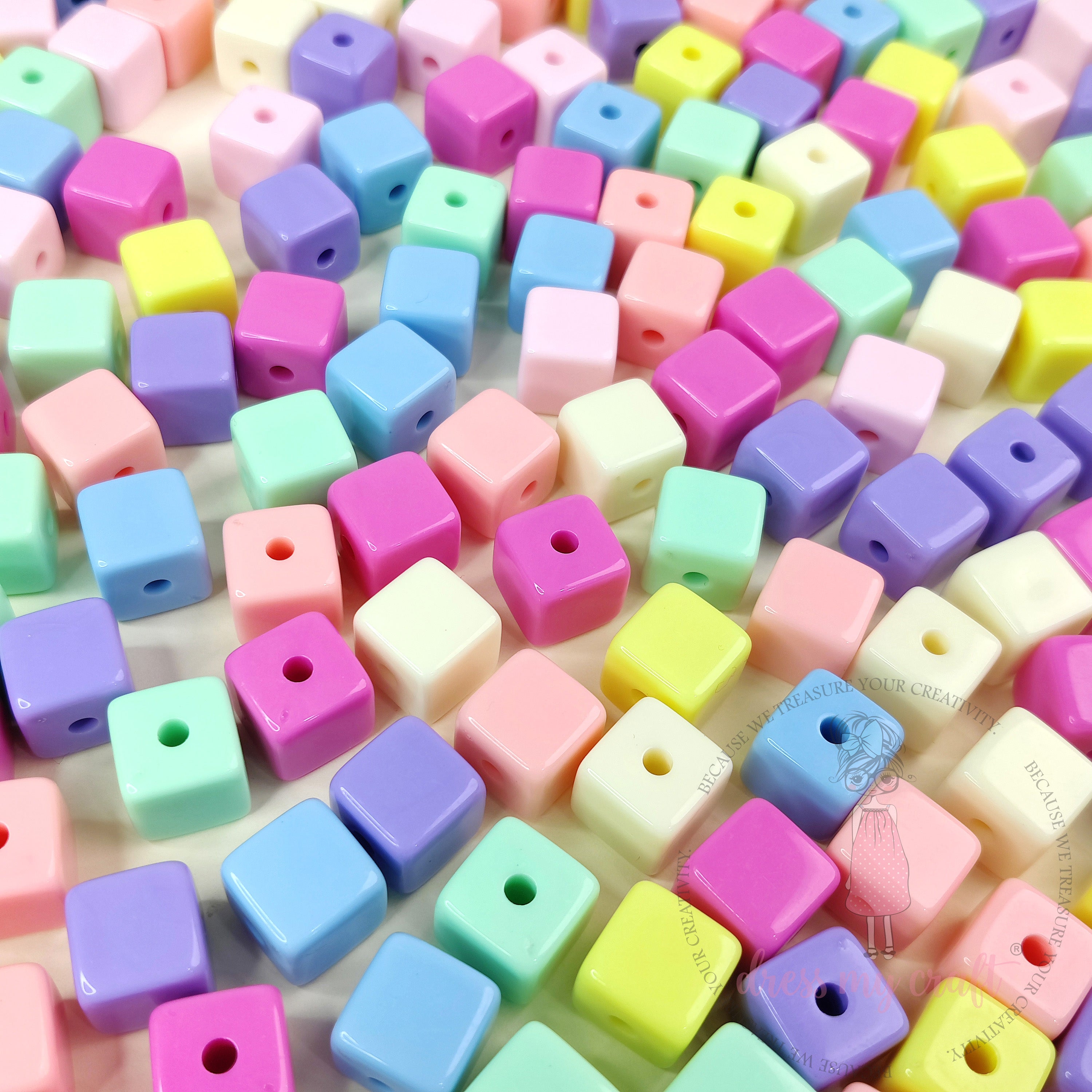 Glossy Pastel Square Beads