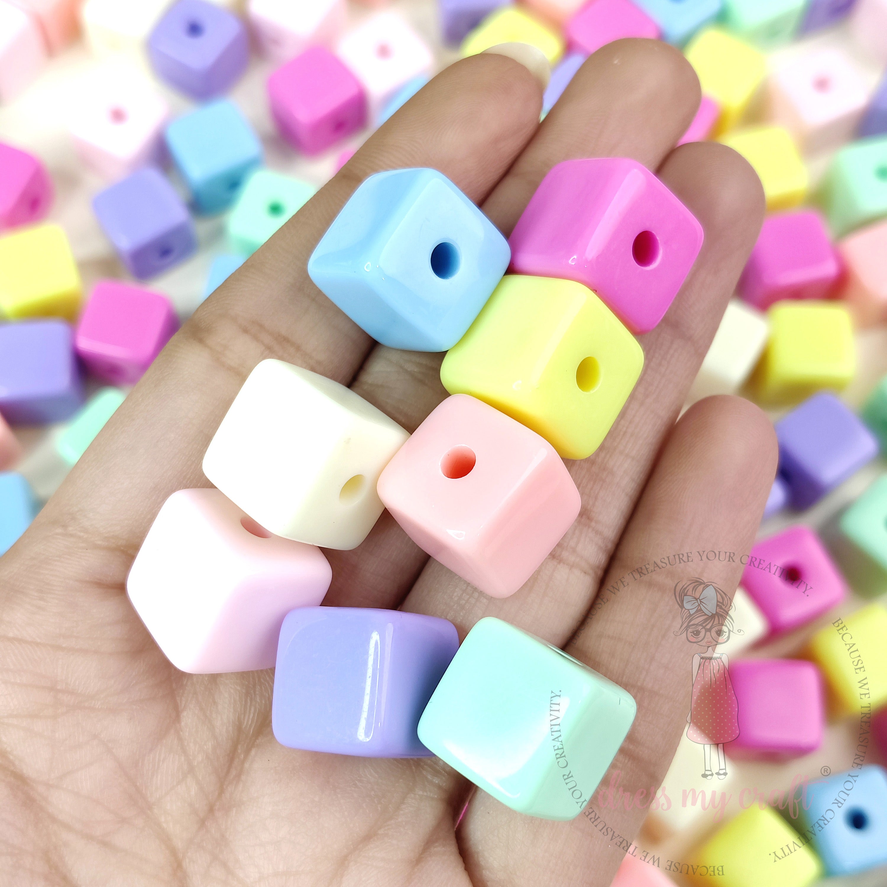 Glossy Pastel Square Beads