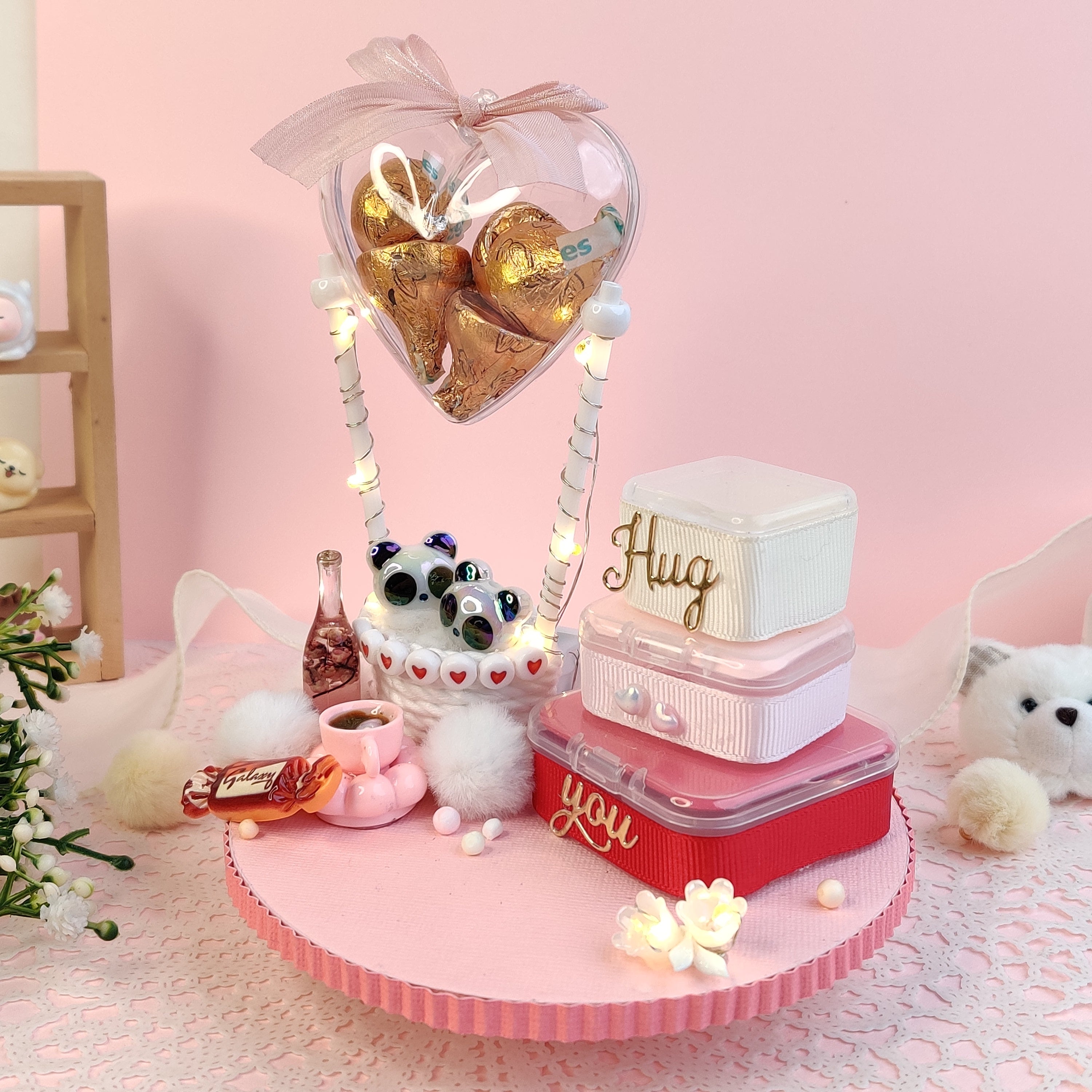 Panda Hugs Platter with lights