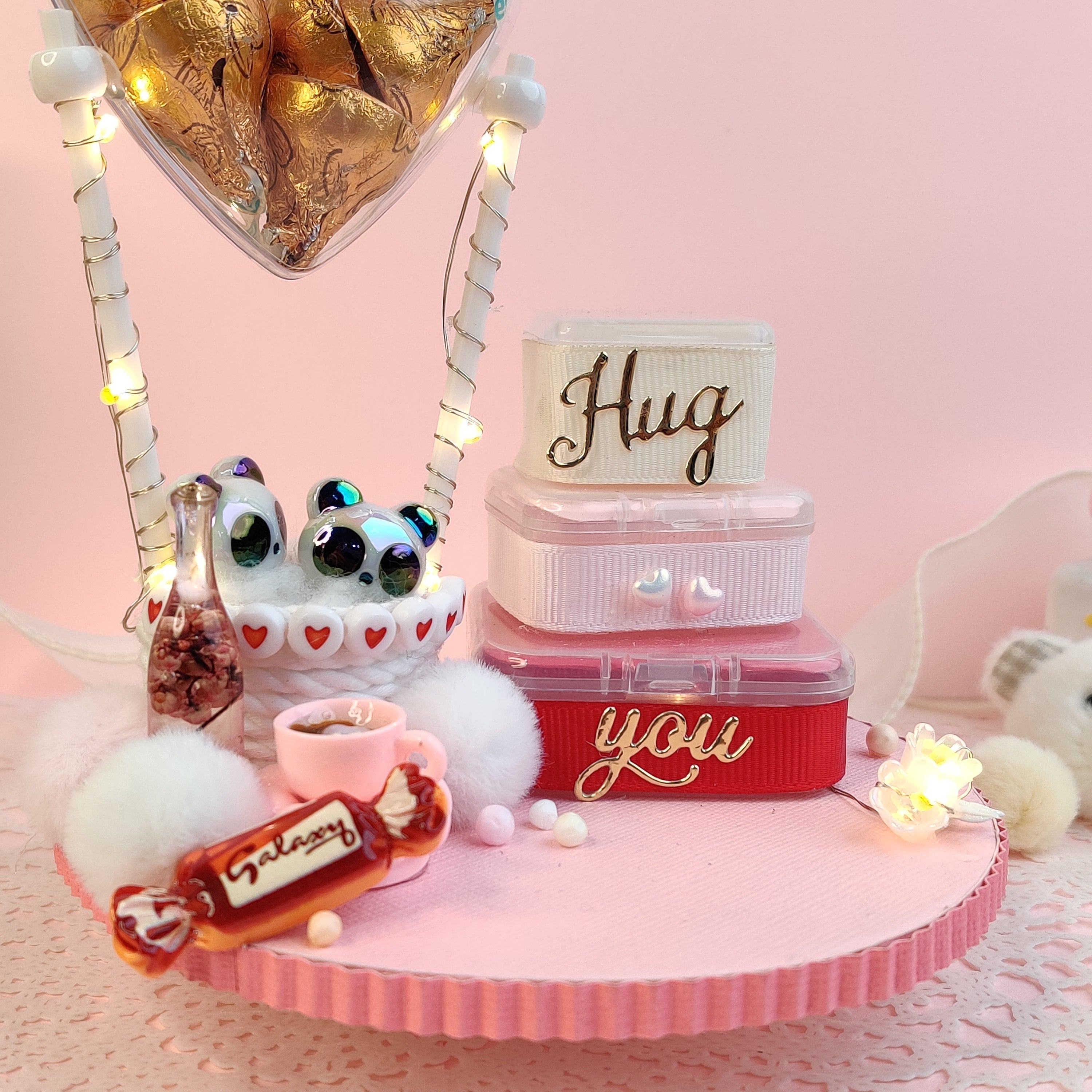 Panda Hugs Platter with lights