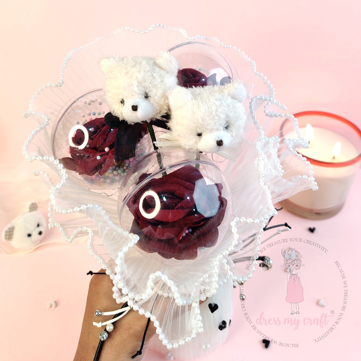 Teddy Rose Bouquet With Lights