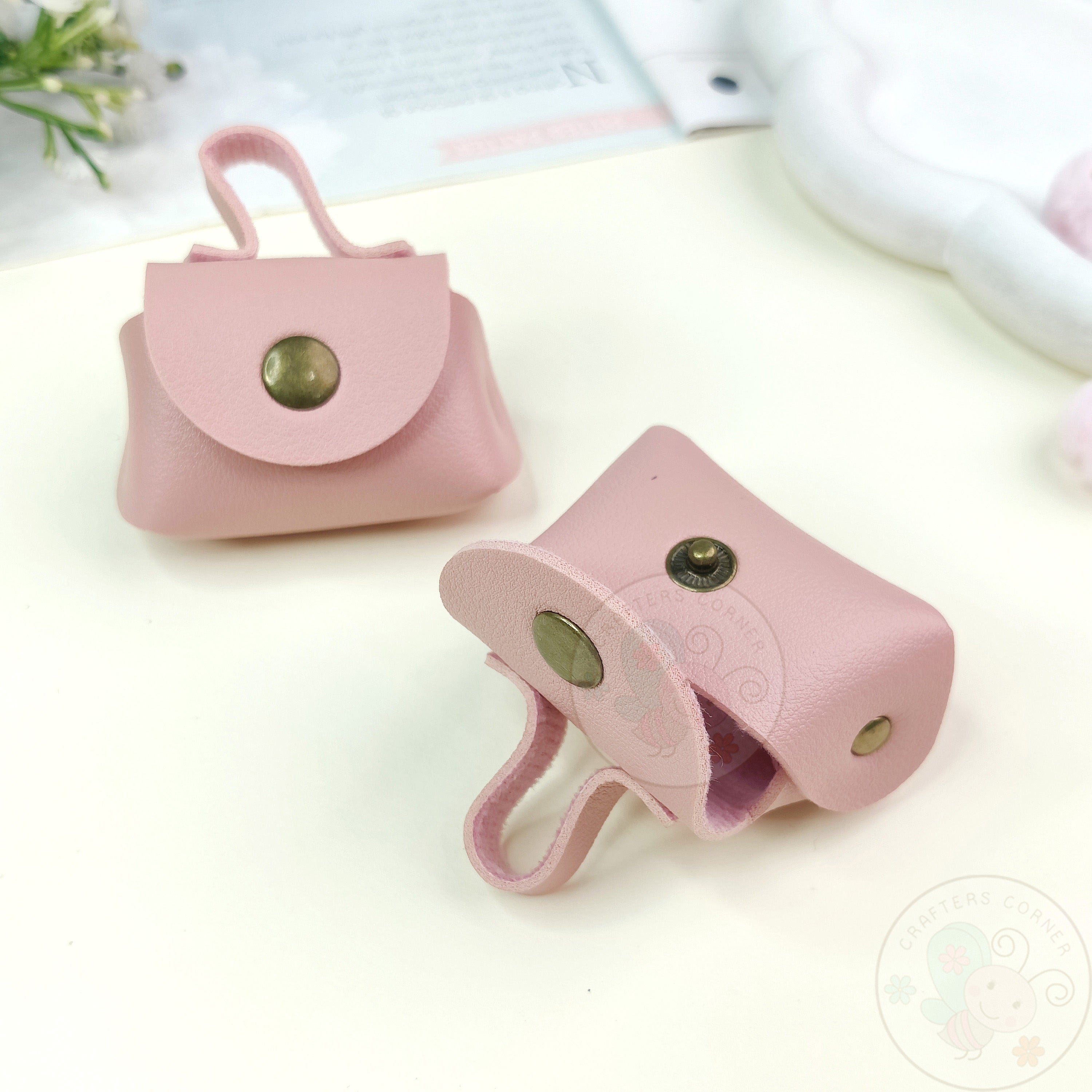 Mini Bag Style Leather Coin Purse - Blush Pink