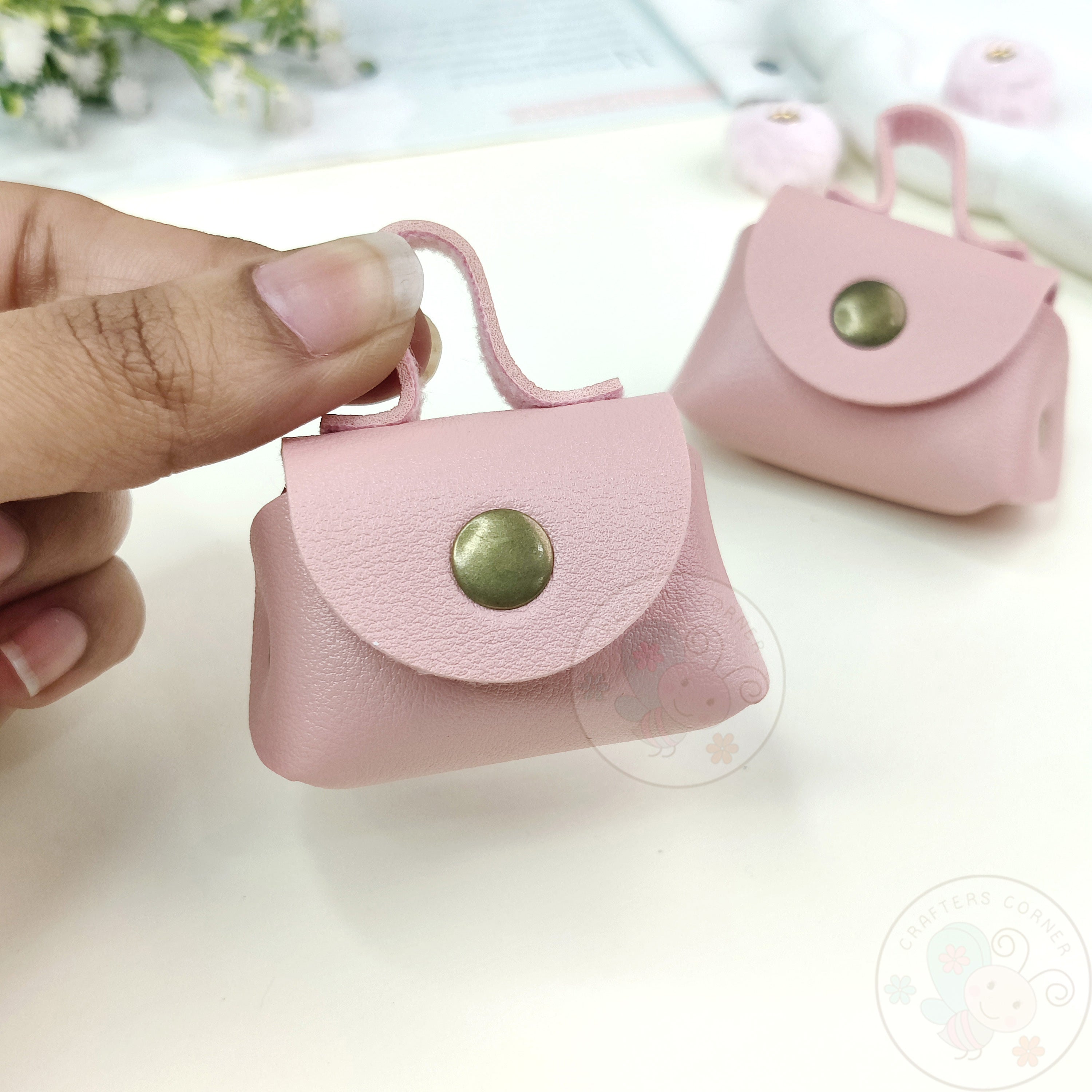 Mini Bag Style Leather Coin Purse - Blush Pink