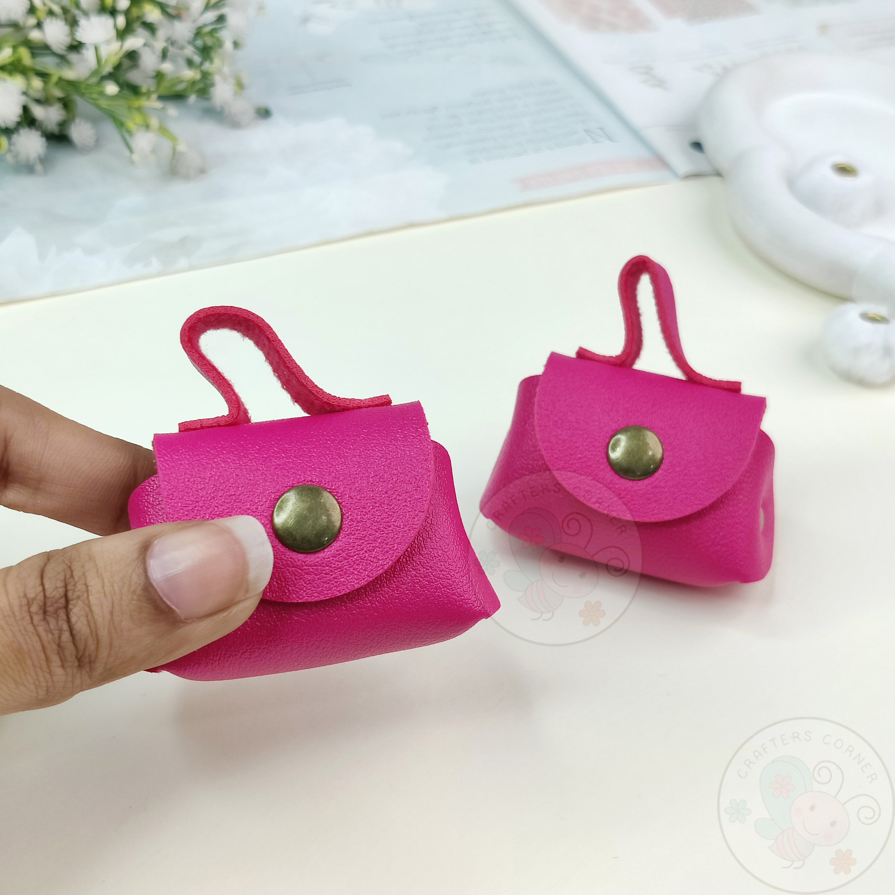 Mini Bag Style Leather Coin Purse - Hot Pink