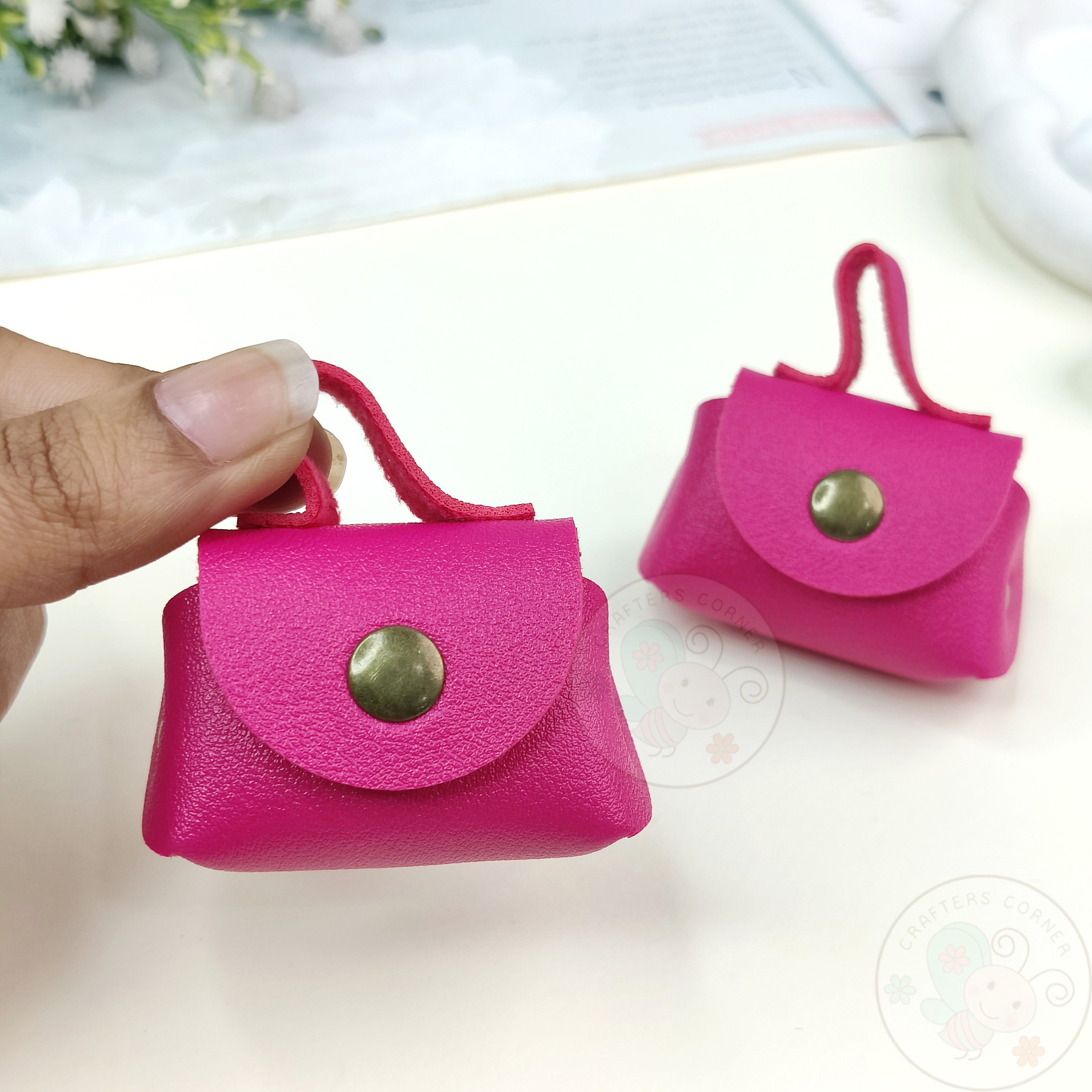 Mini Bag Style Leather Coin Purse - Hot Pink