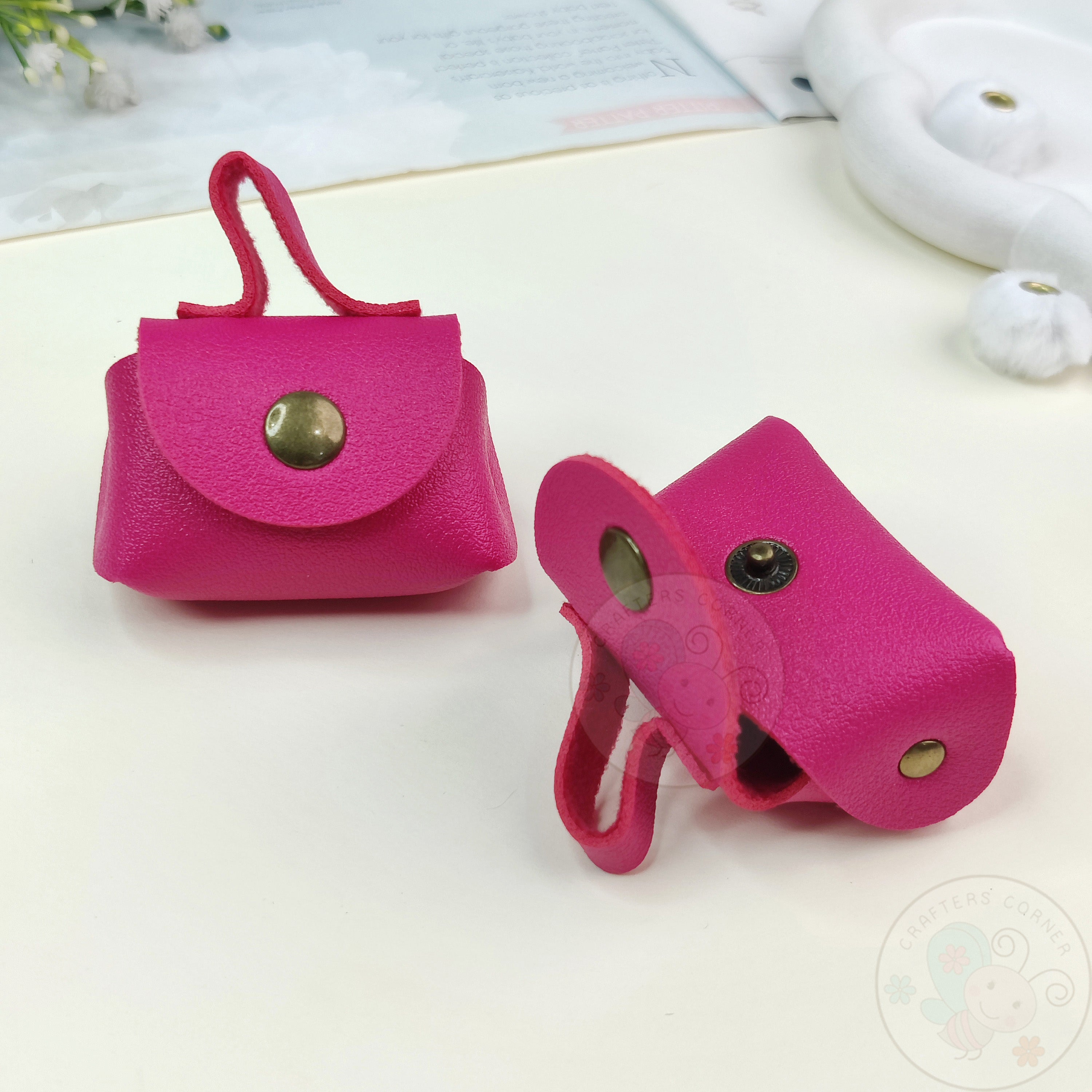 Mini Bag Style Leather Coin Purse - Hot Pink
