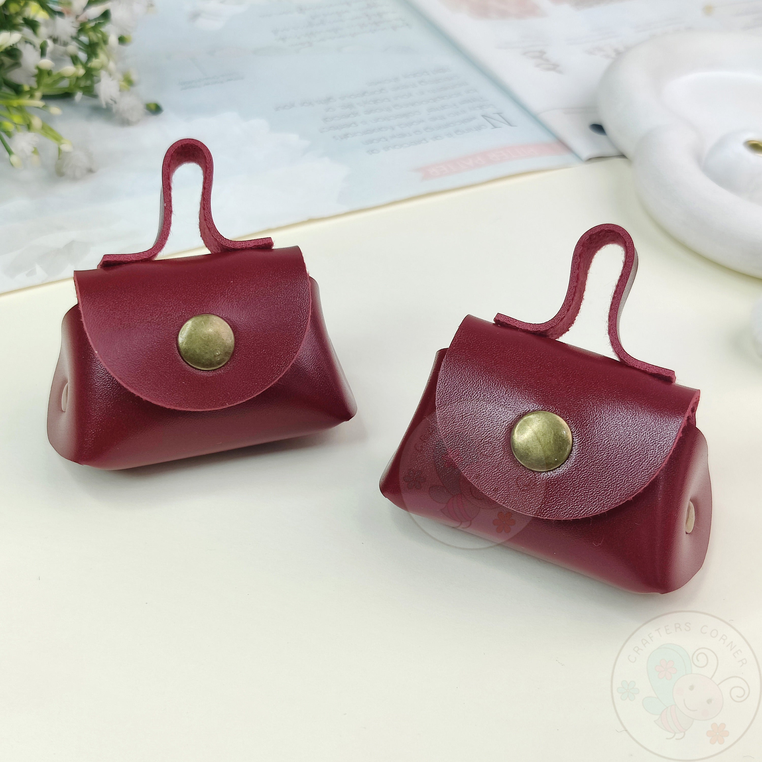 Mini Bag Style Leather Coin Purse – Wine Red
