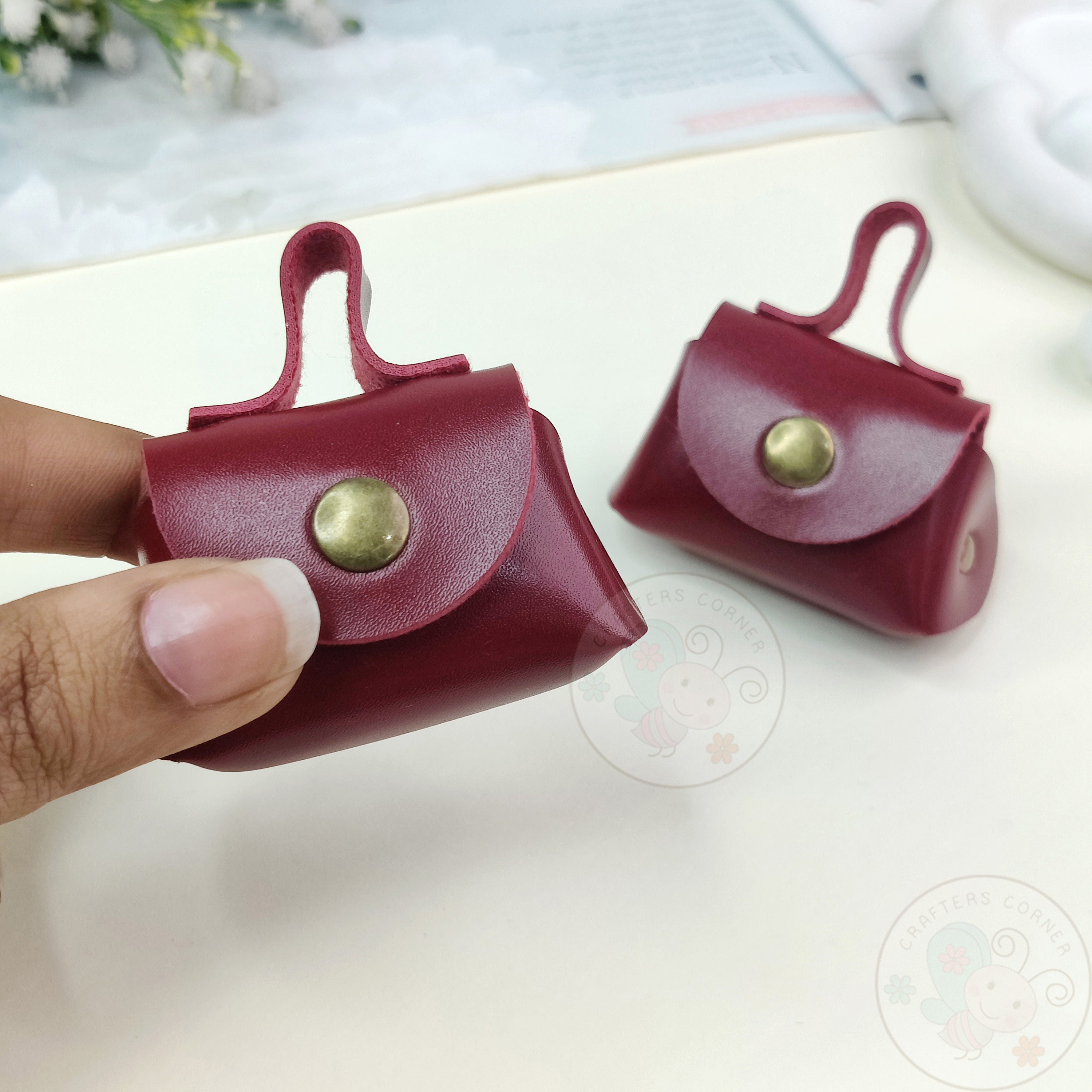 Mini Bag Style Leather Coin Purse – Wine Red