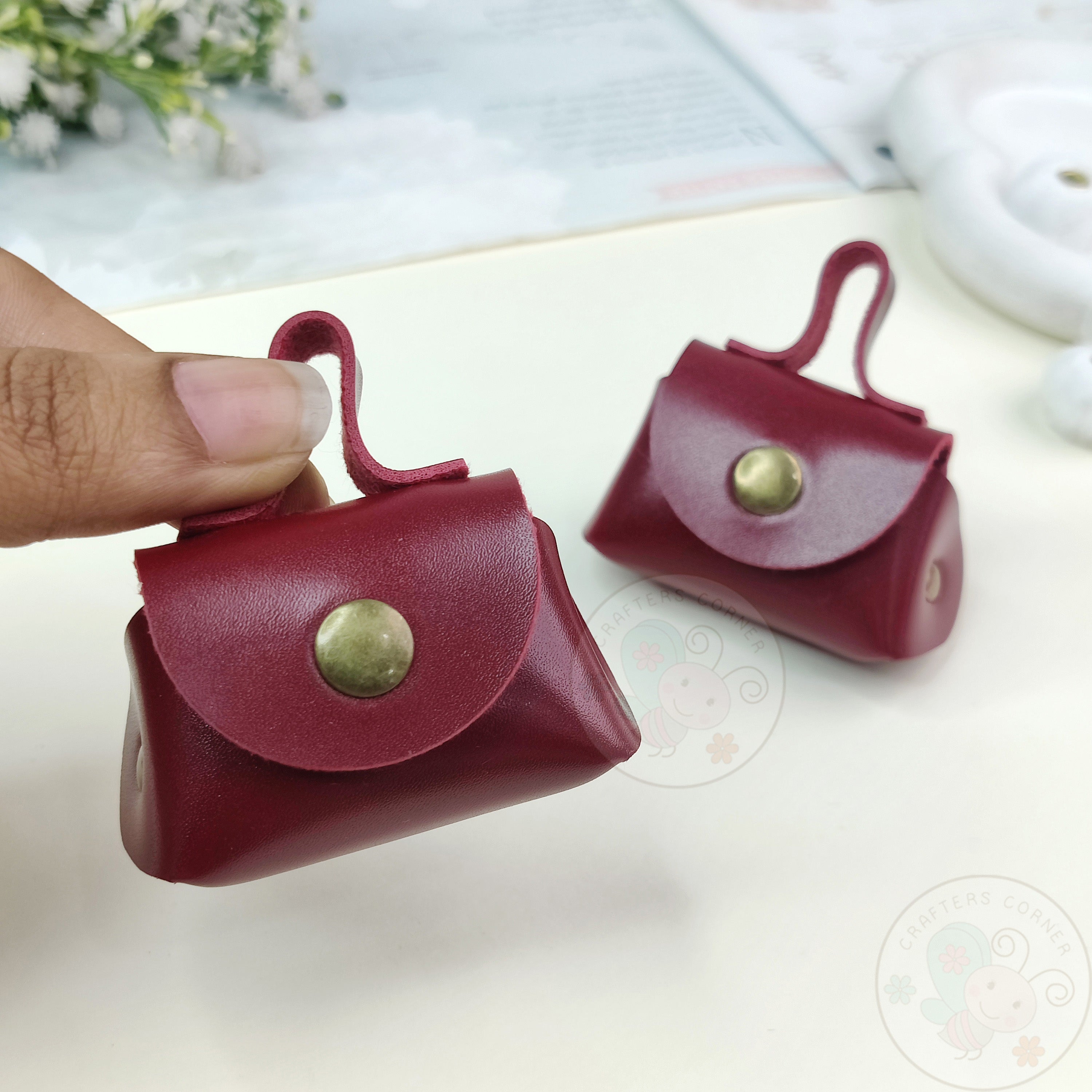 Mini Bag Style Leather Coin Purse – Wine Red