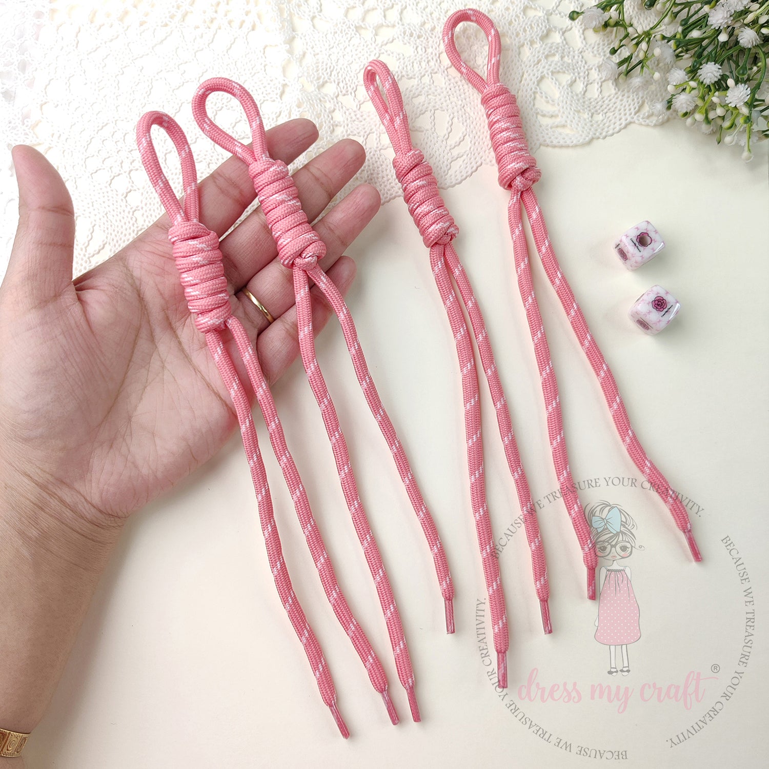 Braided Knot Rope #2 - Peach, 4 Pcs