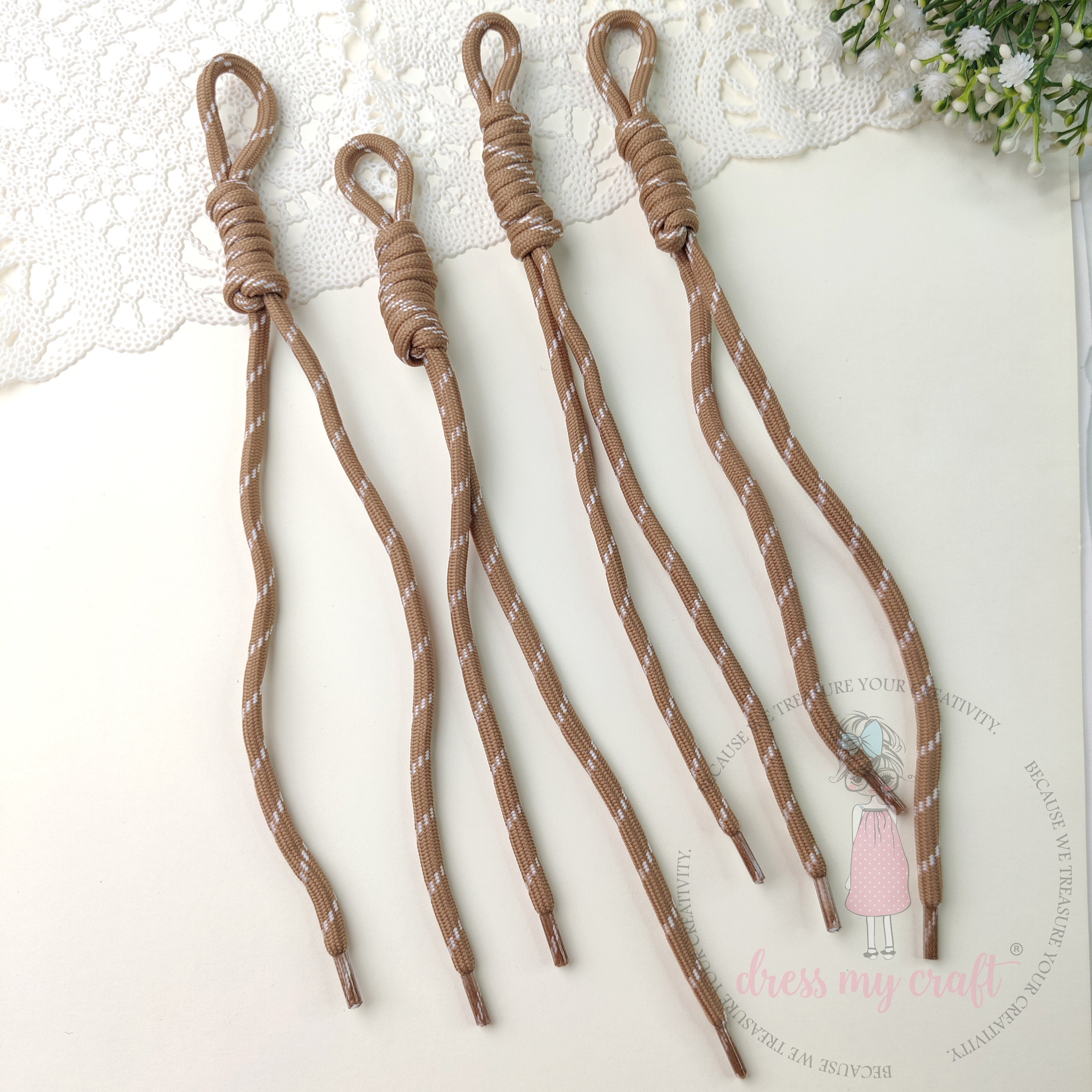 Braided Knot Rope #2 - Brown, 4 Pcs