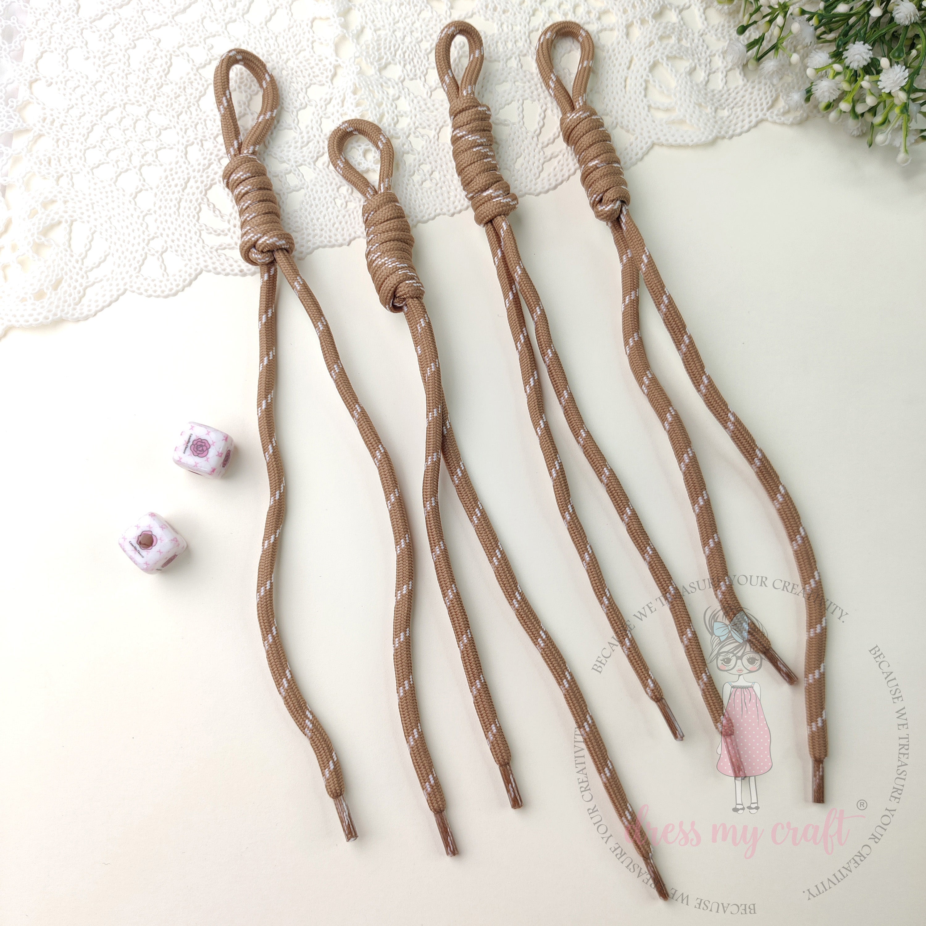 Braided Knot Rope #2 - Brown, 4 Pcs