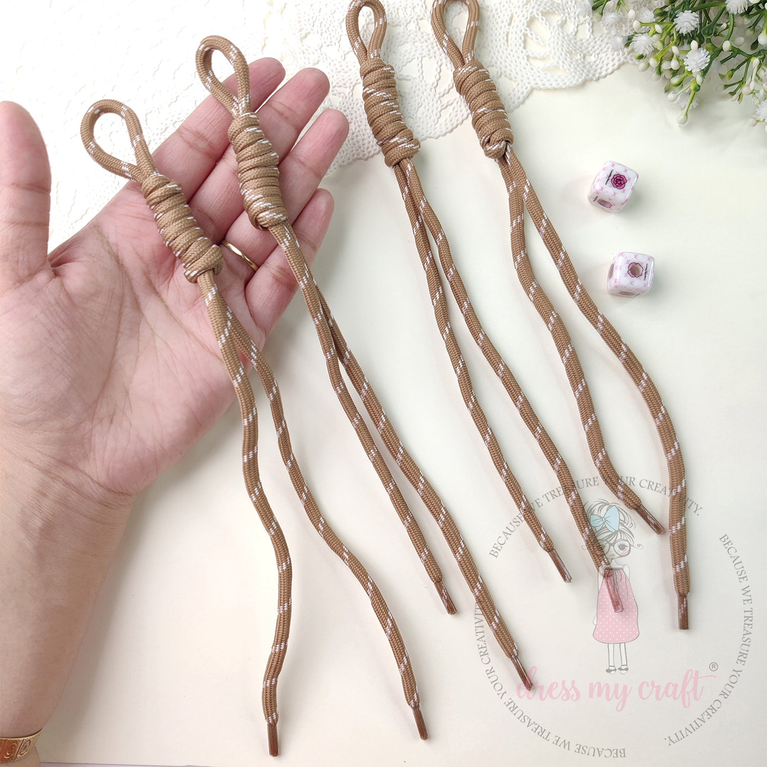 Braided Knot Rope #2 - Brown, 4 Pcs