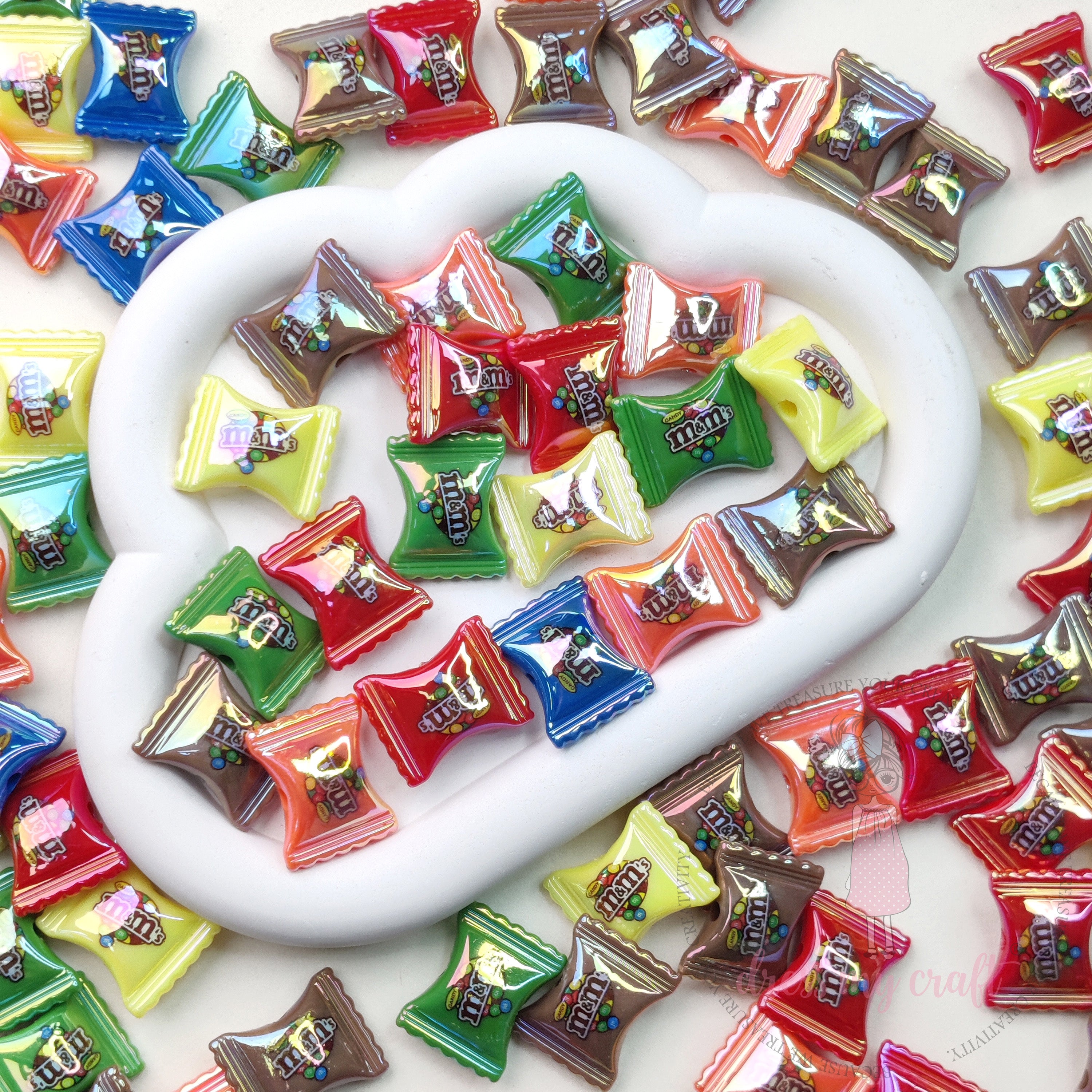 Multicolor Holographic Sweet Candy Beads- 10 Pcs