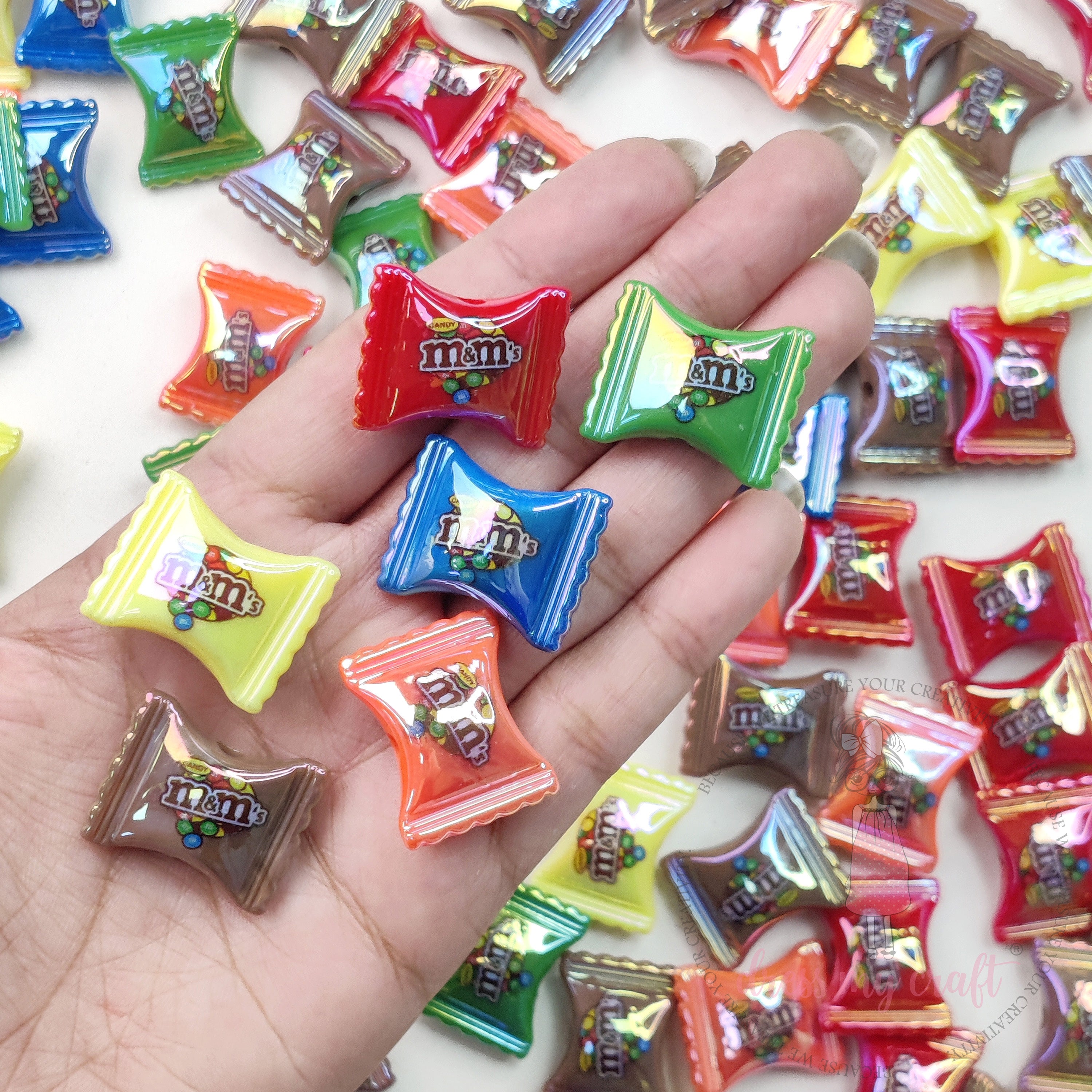 Multicolor Holographic Sweet Candy Beads- 10 Pcs
