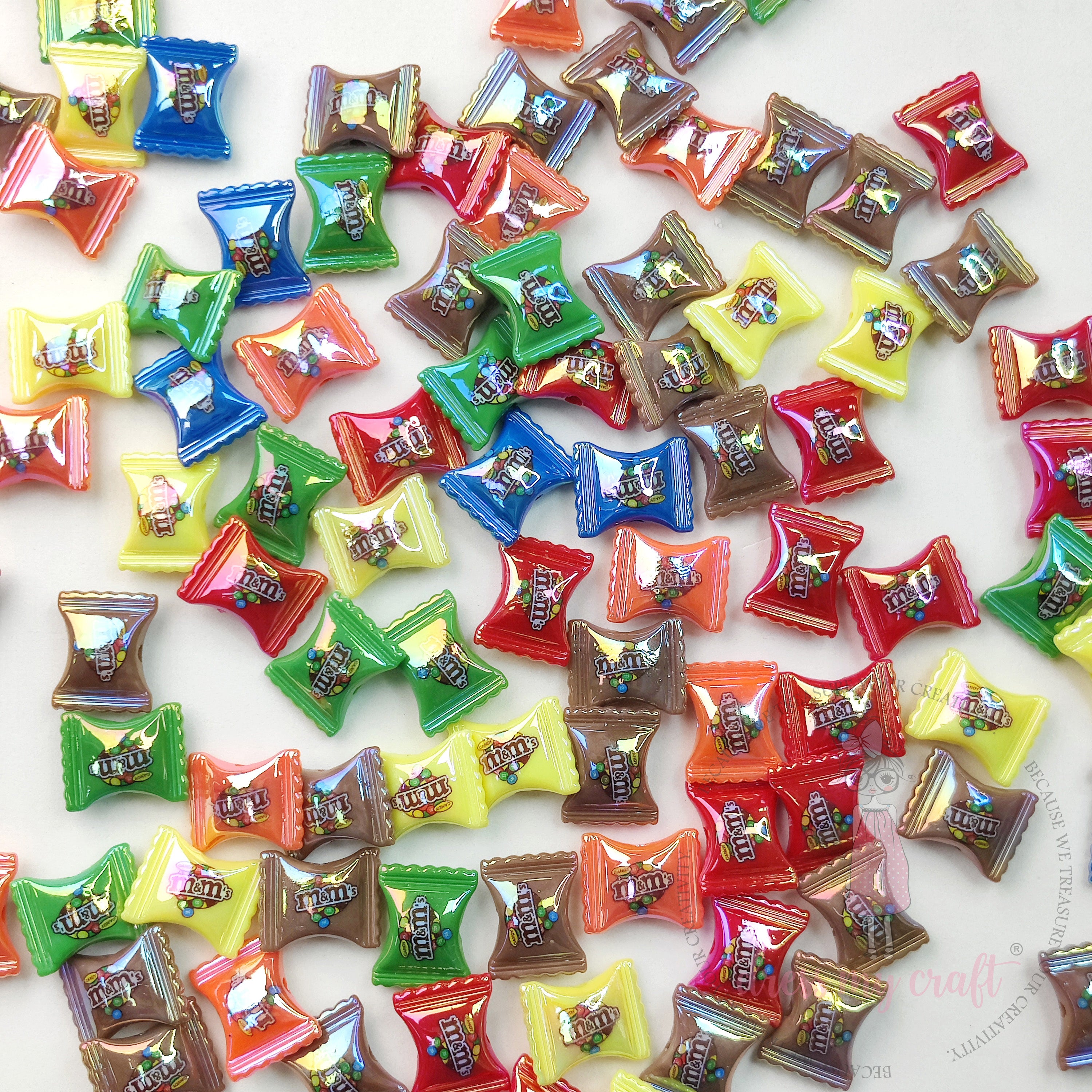 Multicolor Holographic Sweet Candy Beads- 10 Pcs