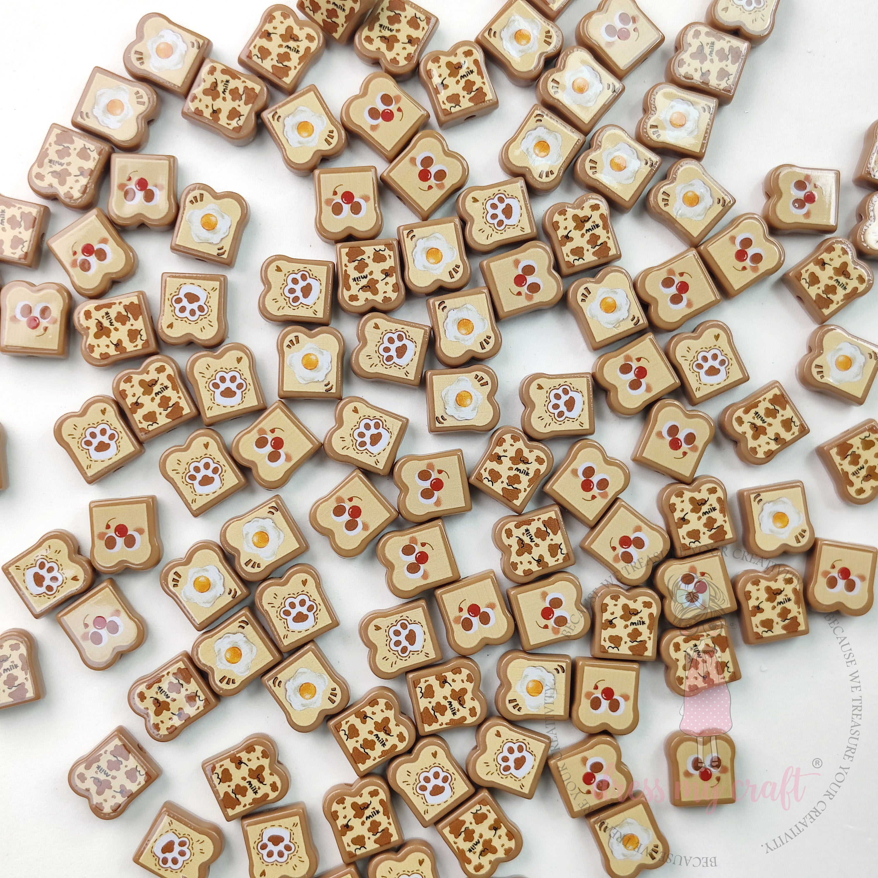 Toasted Brown Bread Shape Beads - 10 Pcs