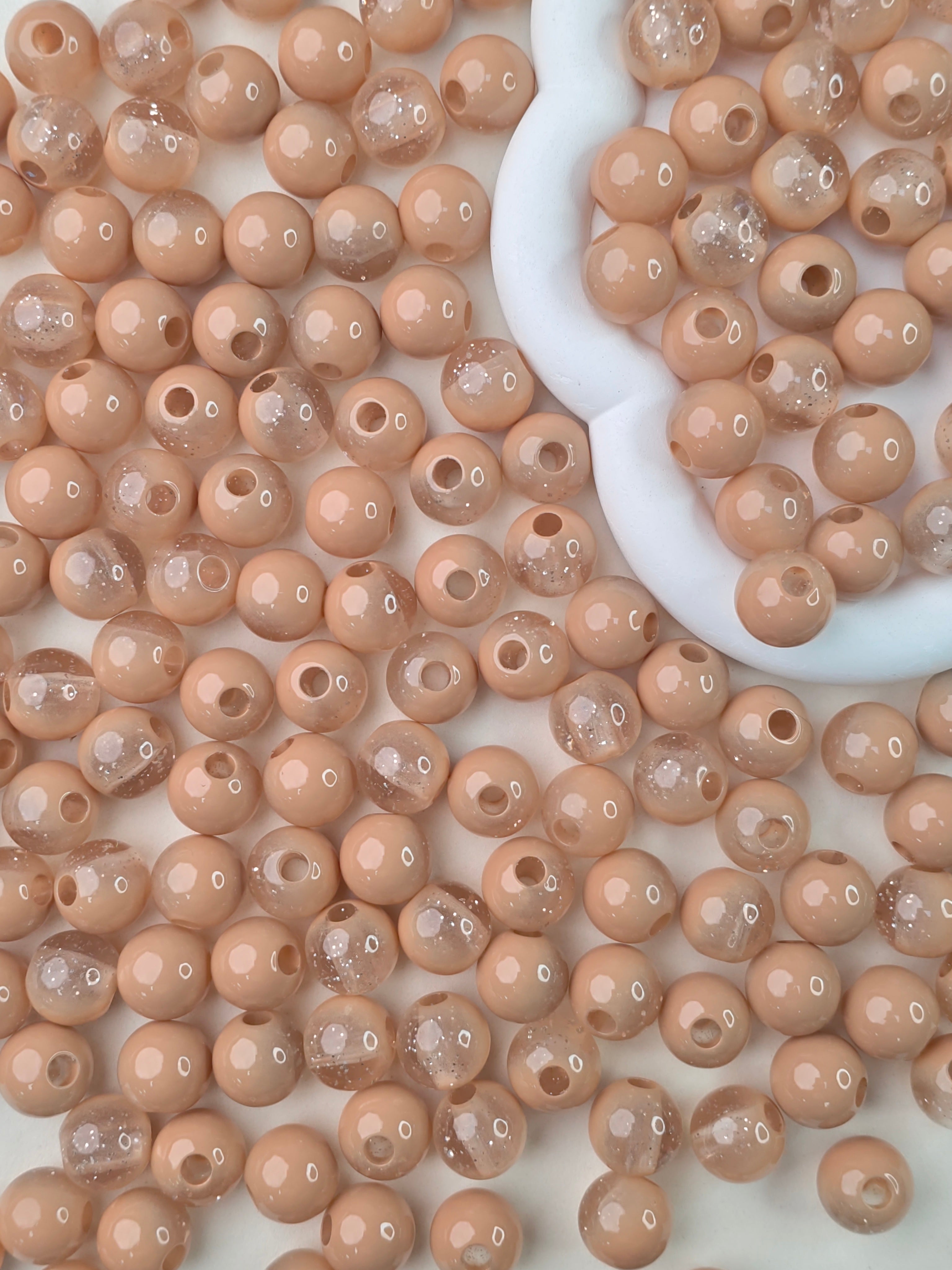 Marble Glitter Brown Beads - 15 Pcs