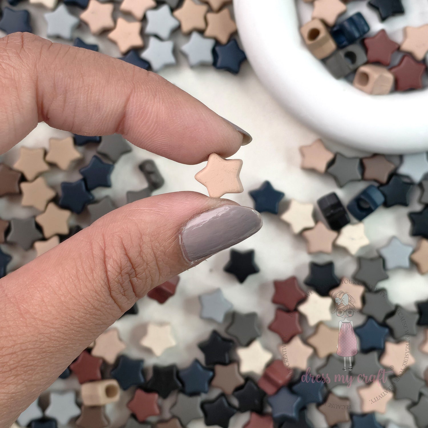 Matt Earthy Tones Stars Beads - 50 Gms