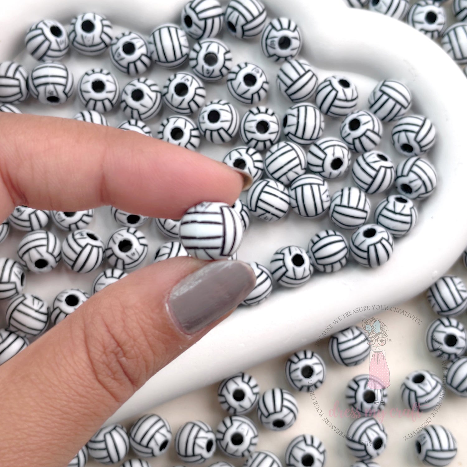 Mini Vollyball Beads White - 30 Pcs