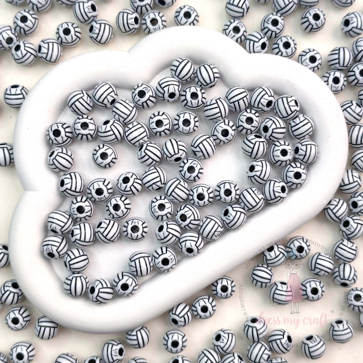 Mini Vollyball Beads White - 30 Pcs