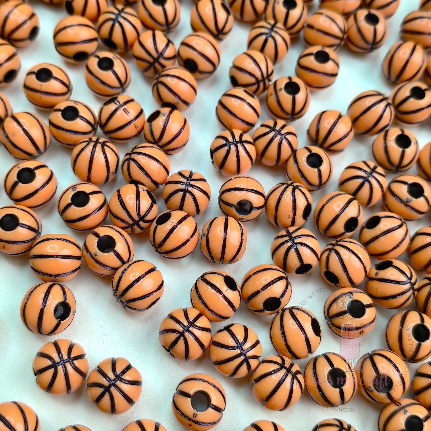 Mini Basket Ball Beads Brown - 30 Pcs