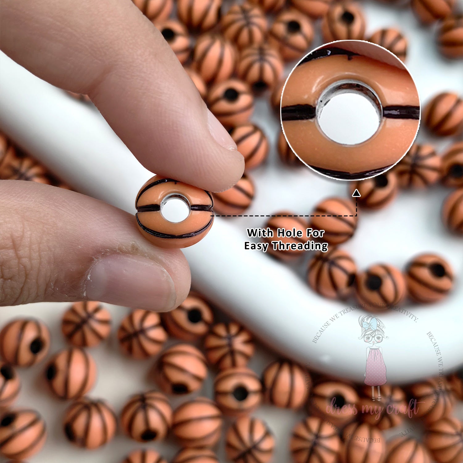 Mini Basket Ball Beads Brown - 30 Pcs