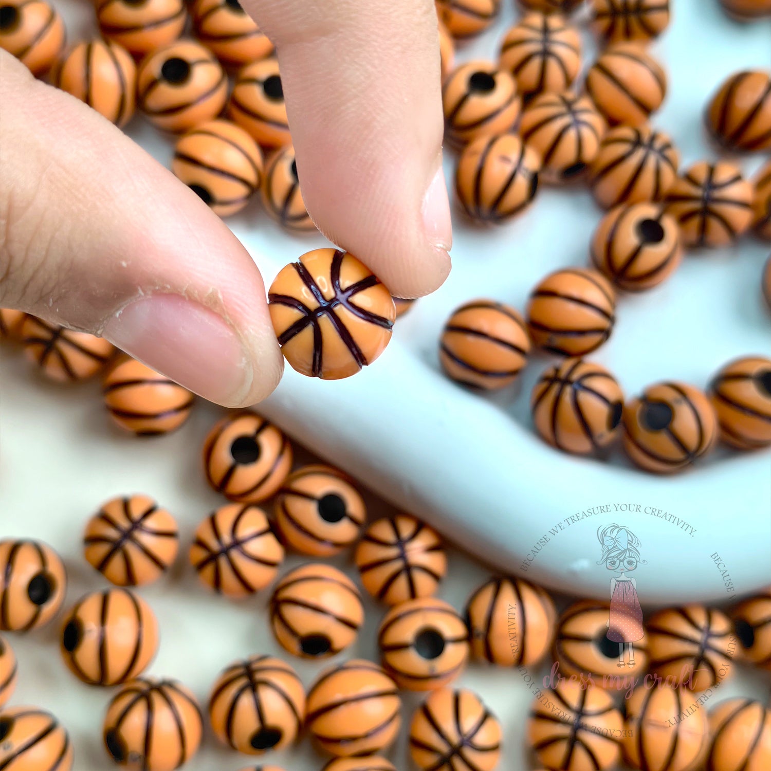 Mini Basket Ball Beads Brown - 30 Pcs