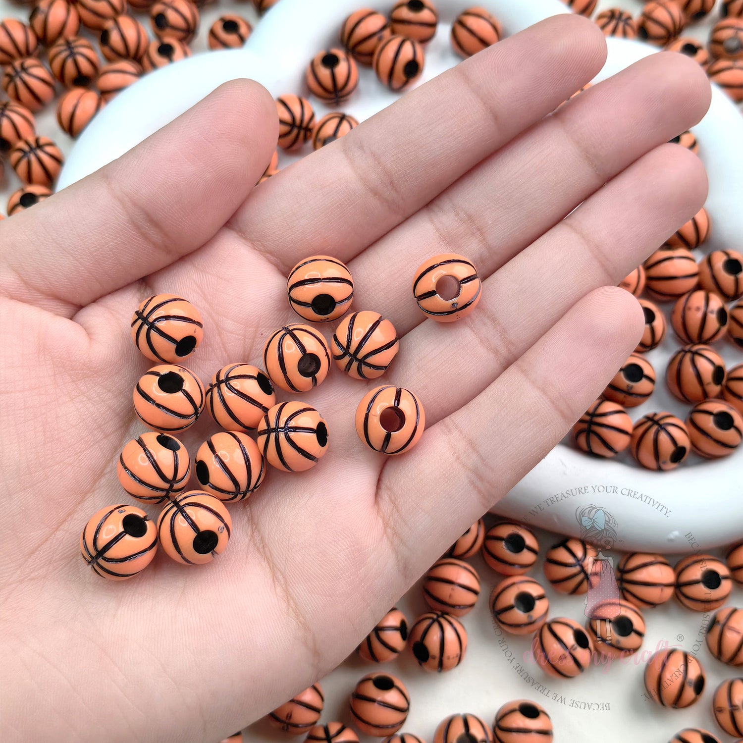 Mini Basket Ball Beads Brown - 30 Pcs