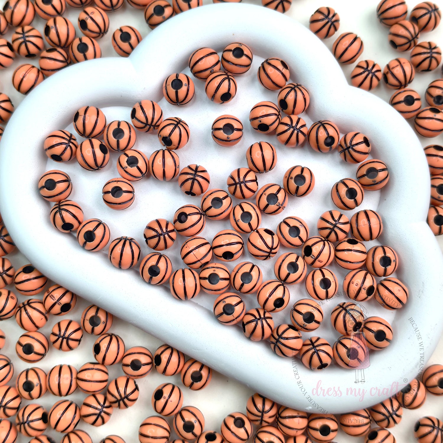 Mini Basket Ball Beads Brown - 30 Pcs