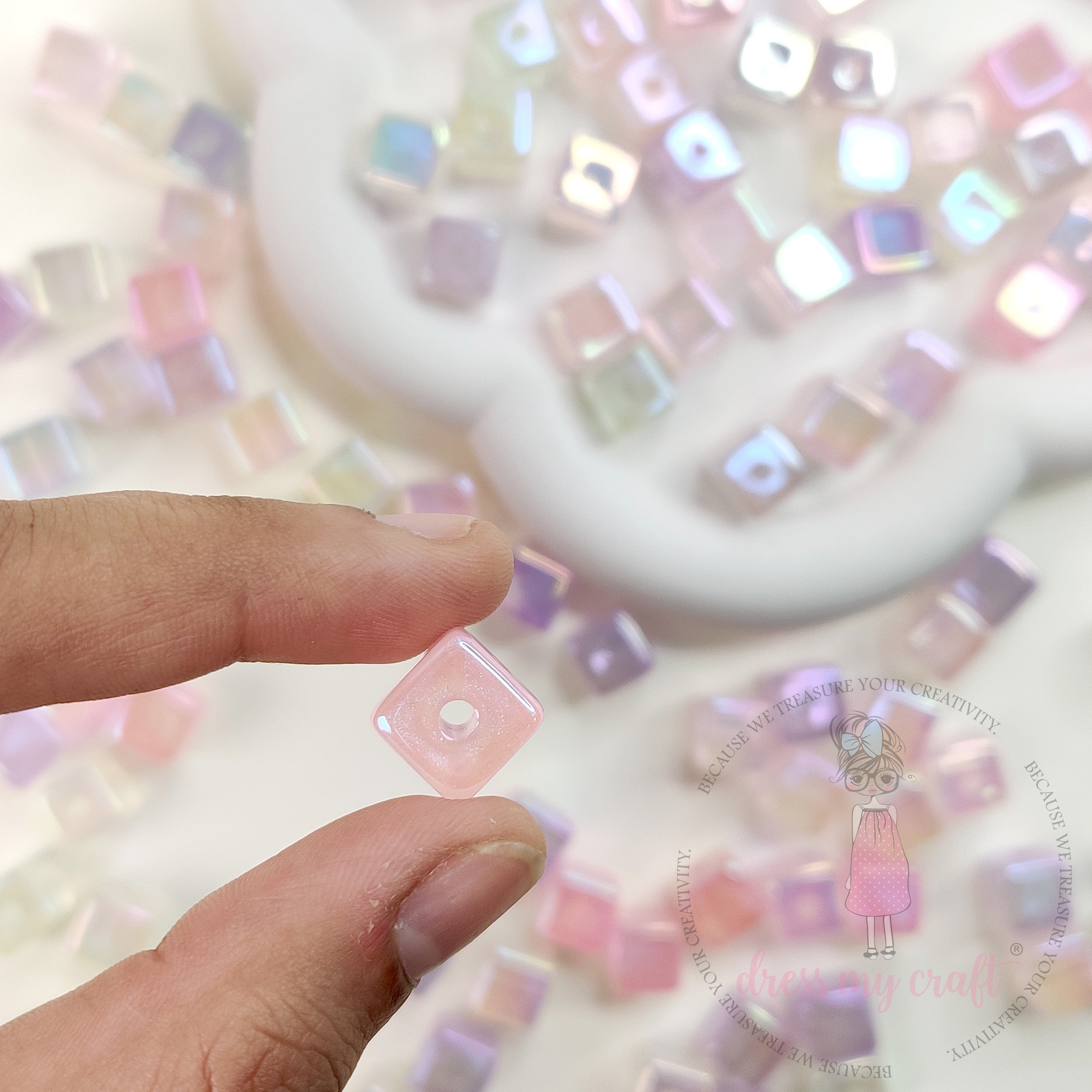 Pastel Colorful Moonlight Cube Beads - 10 Pcs