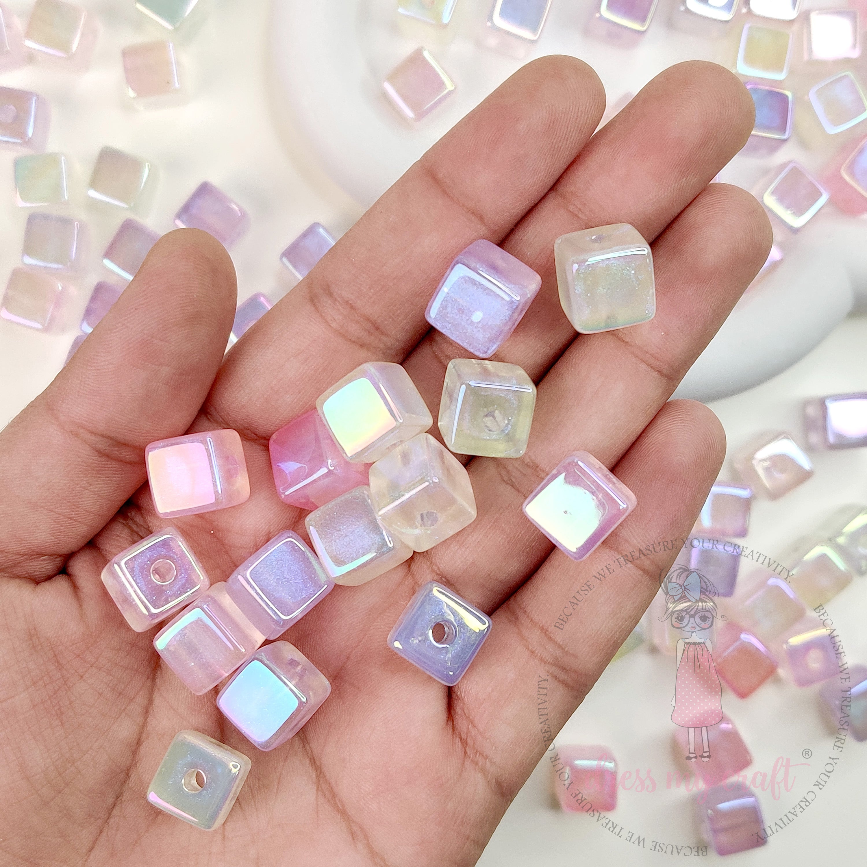 Pastel Colorful Moonlight Cube Beads - 10 Pcs