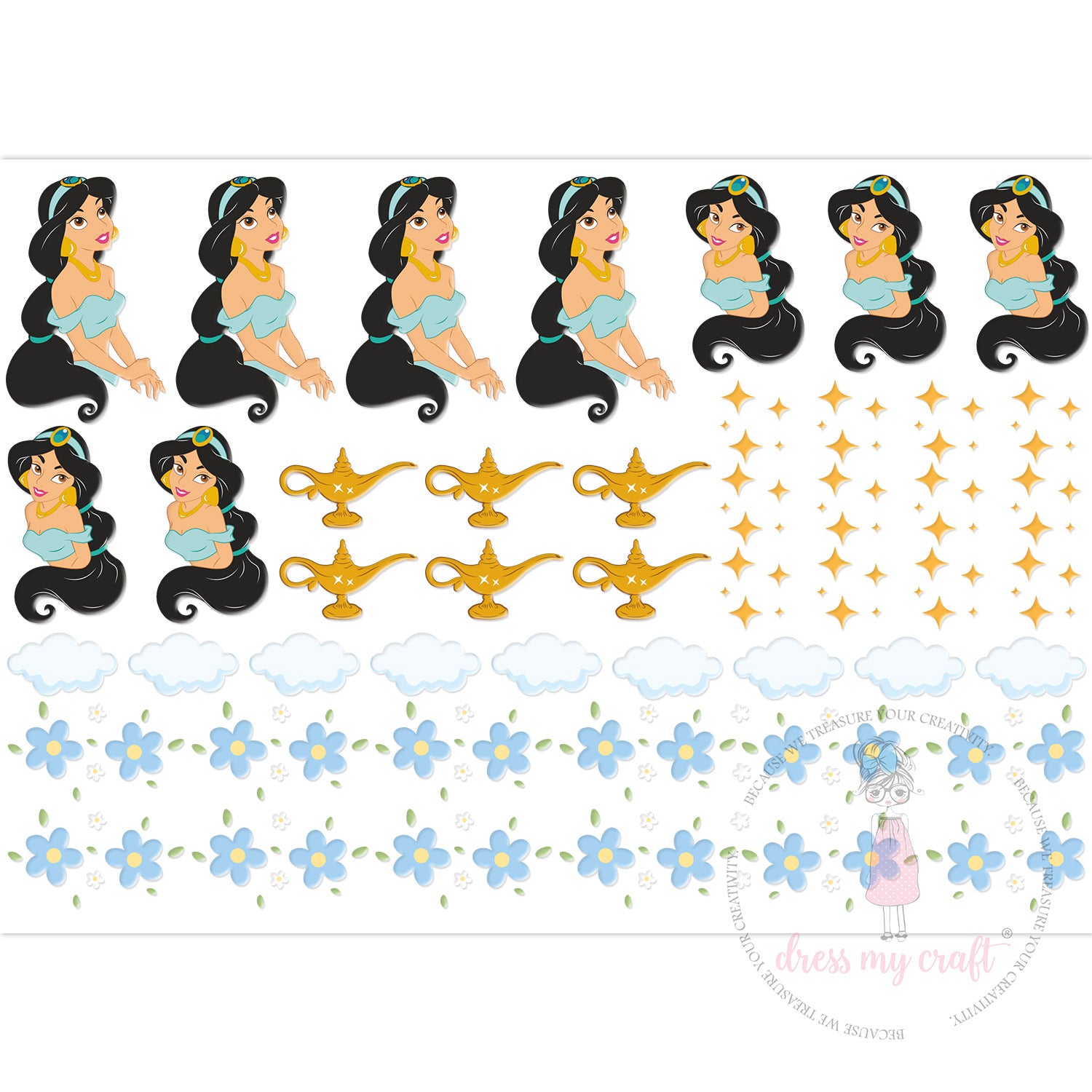 Stick N Peel Stickers- Jasmine Theme