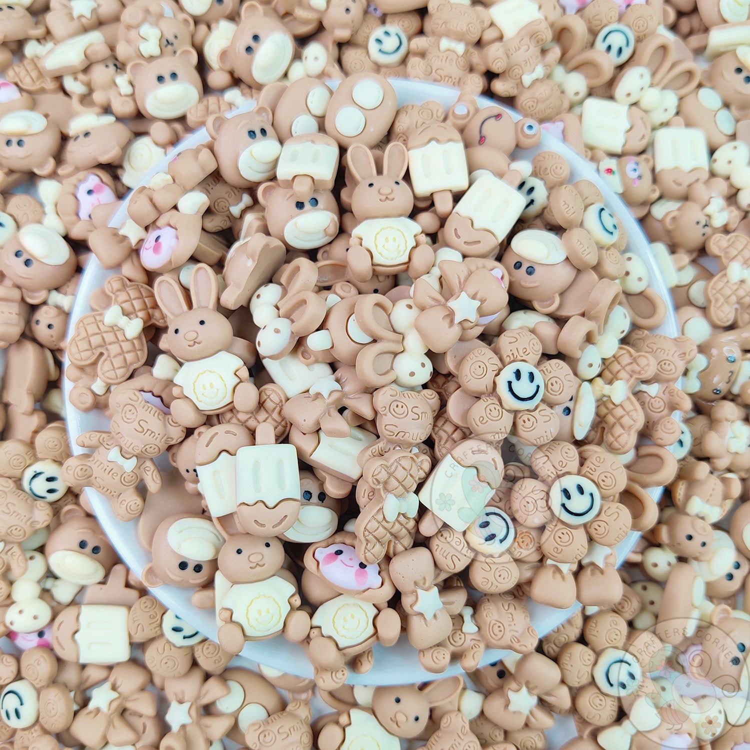 Light Brown Family - Mix Flatback Cabochons Value Pack